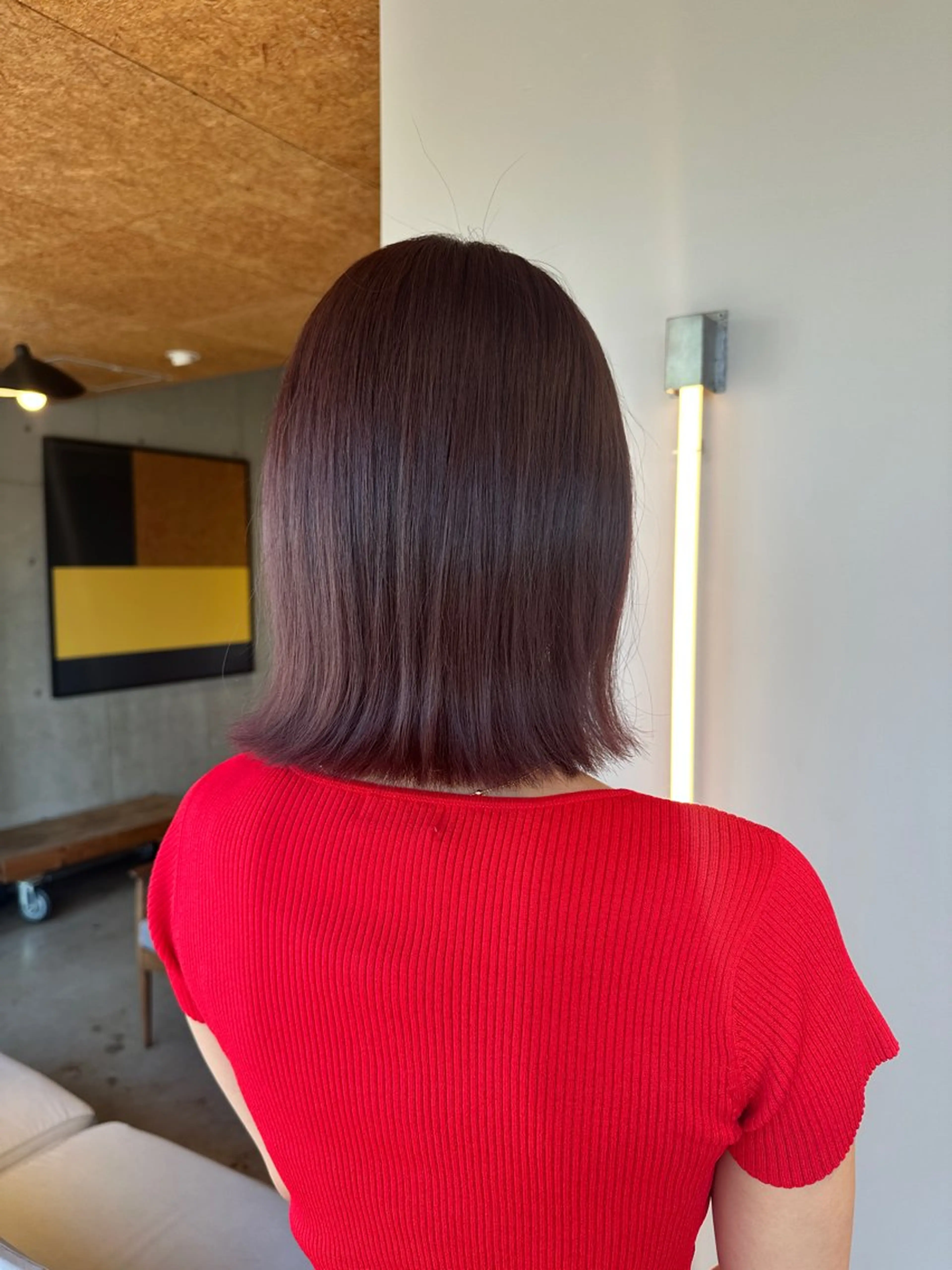 ショート カラー ブラウンカラー ピンクカラー ピンクパープル パープルカラー 古川 杏果のヘアスタイル