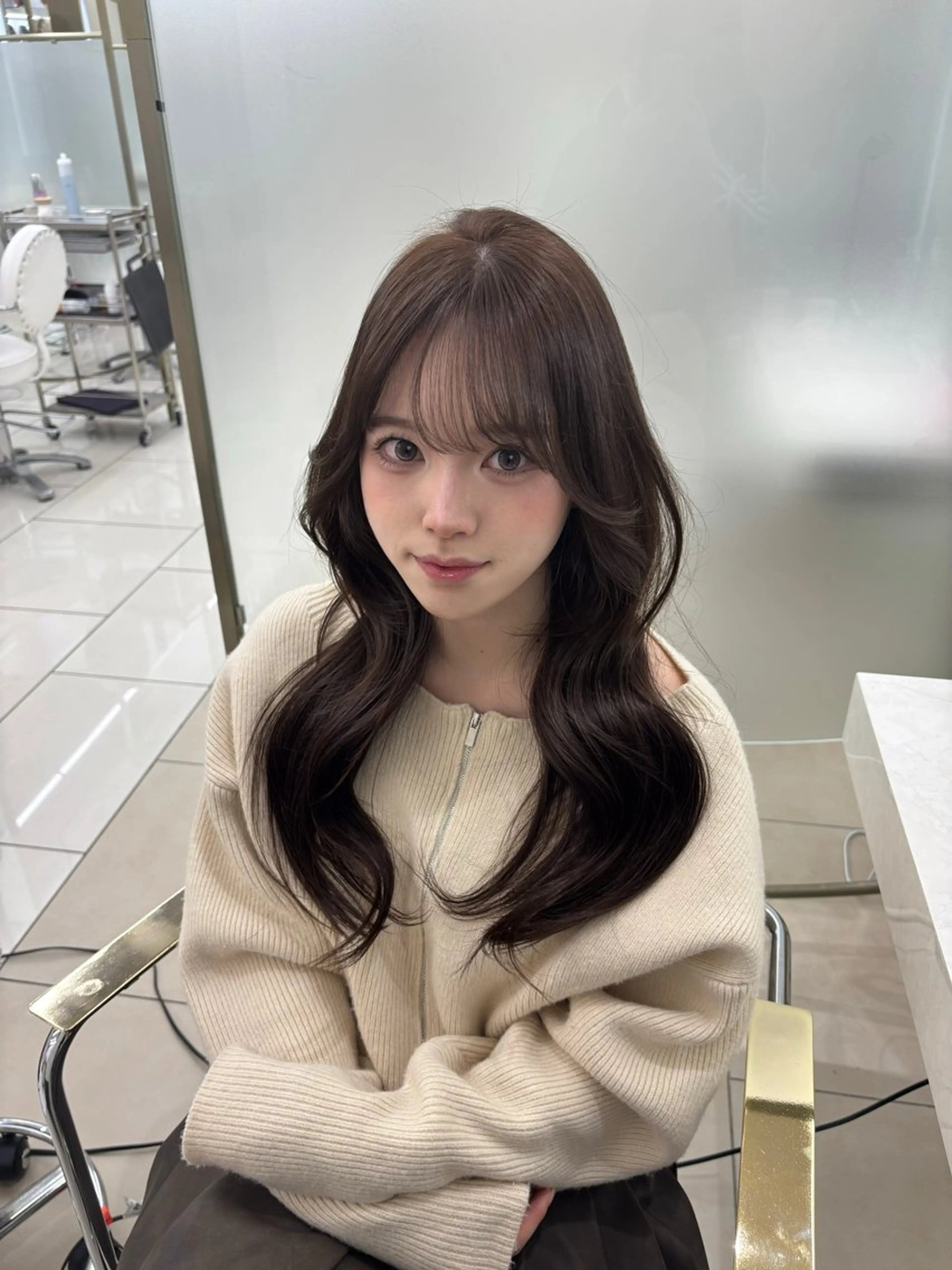 ロング ヘアカラー トリートメント さつき/モテガーリー /透明感カラーのヘアスタイル