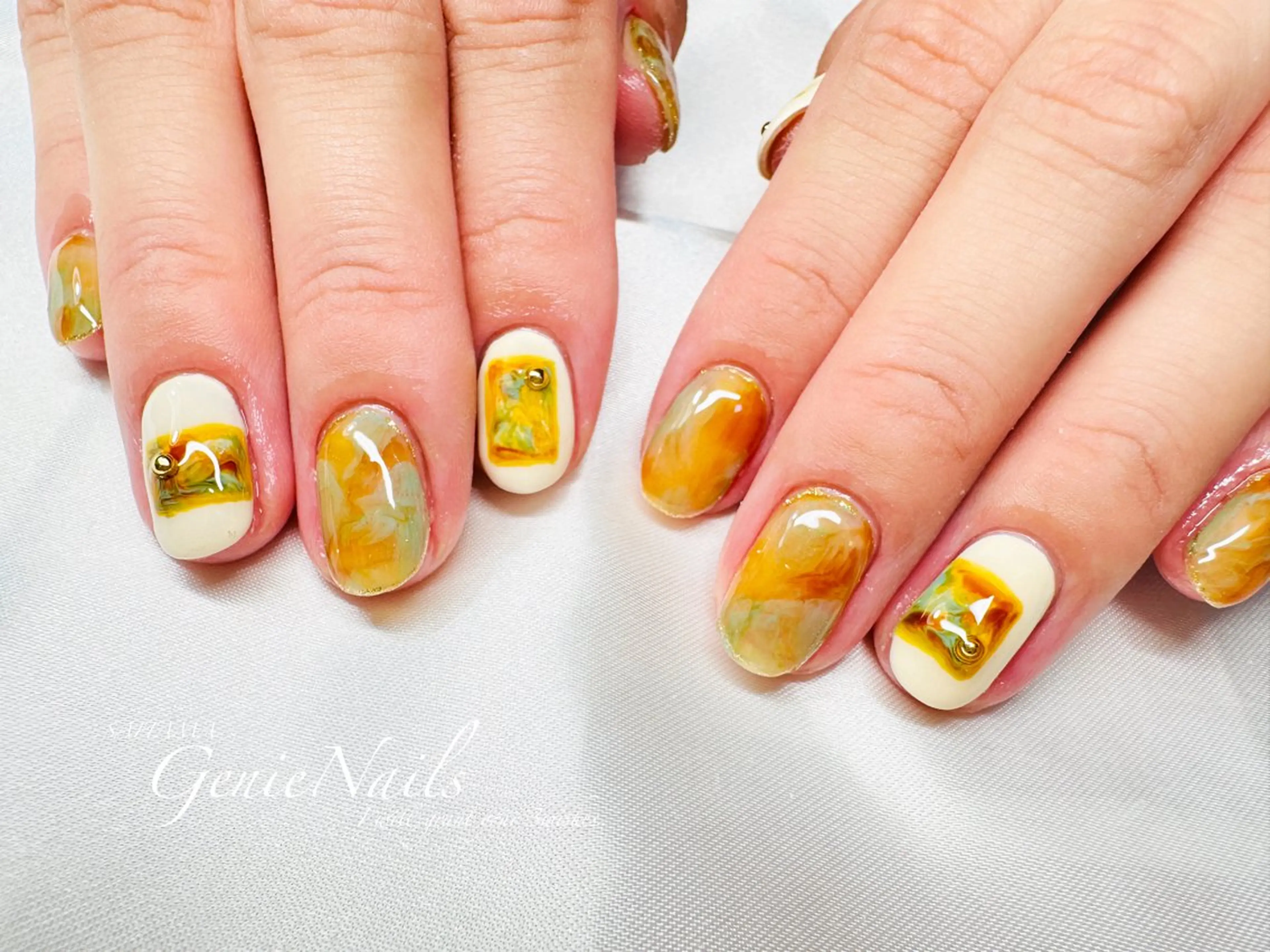 メンズ ネイル アニマル柄 アートネイル 長さ出し ロングネイル 持ち込み Genie Nailsのネイルデザイン