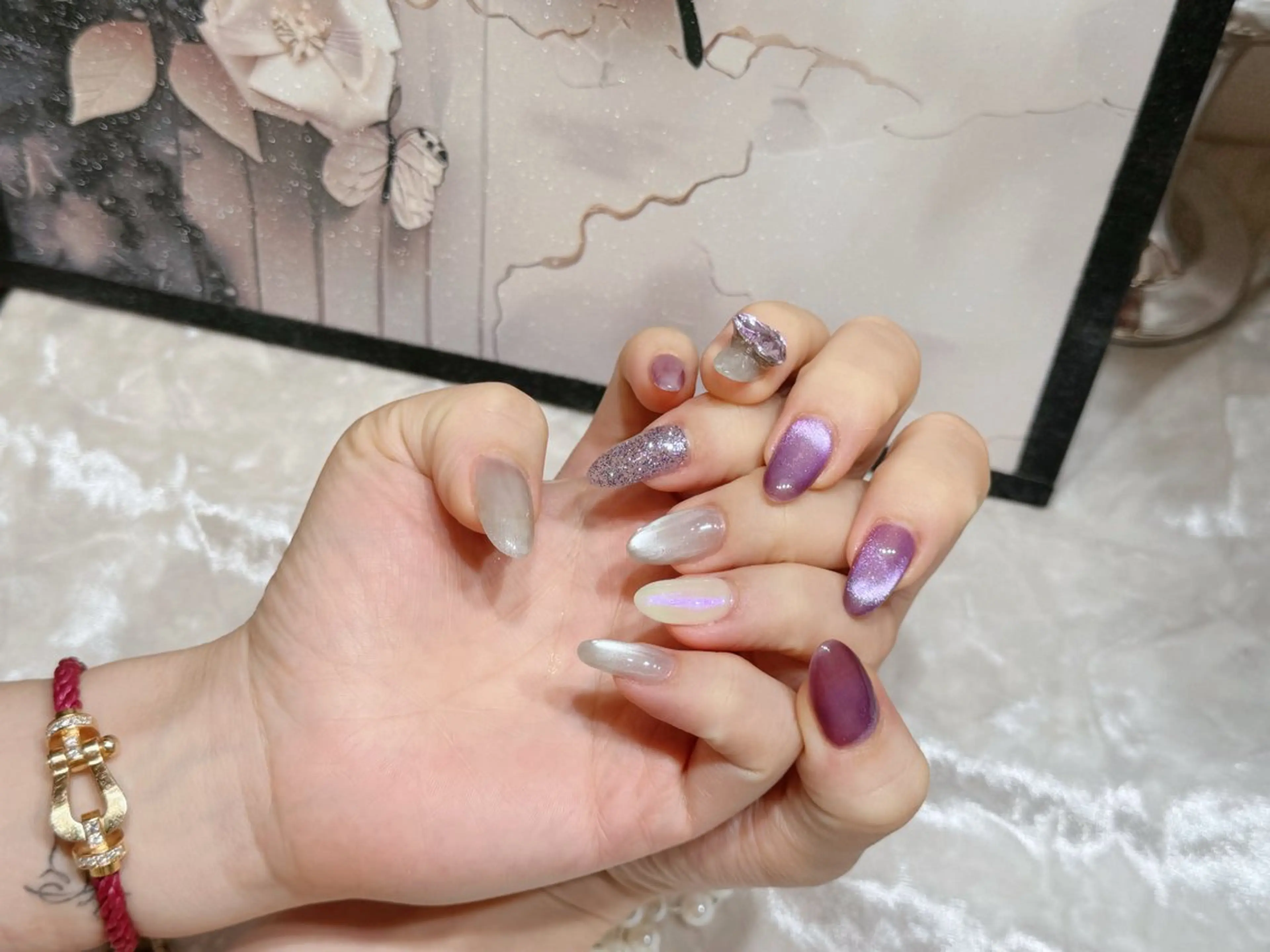 ネイル アートネイル フットネイル ジェルネイル ハート マグネットネイル Babarla Nailのネイルデザイン