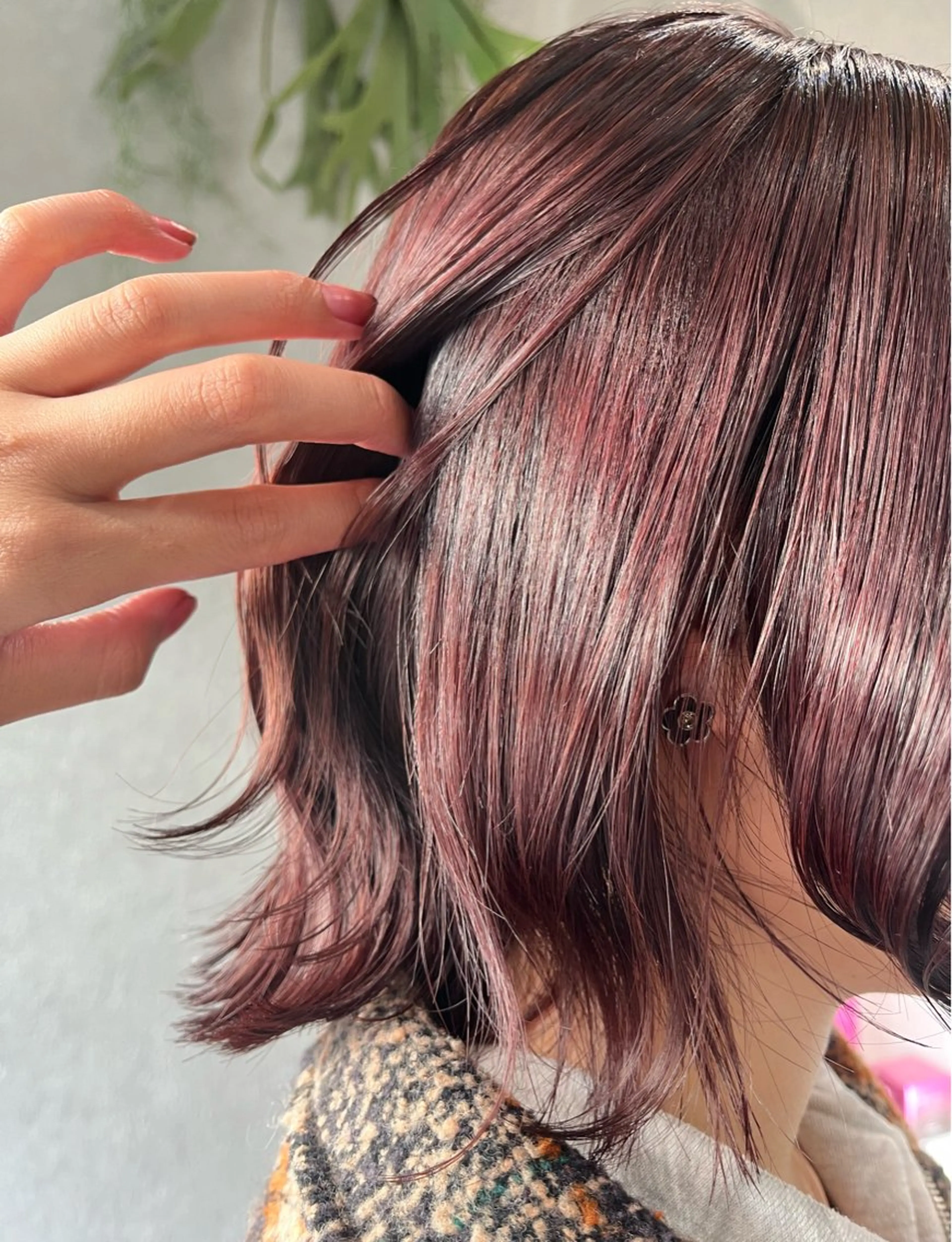 ミディアム カラー レッドカラー ヘアカラー 艶ハイトーン/ 輝保🤍✨のヘアスタイル