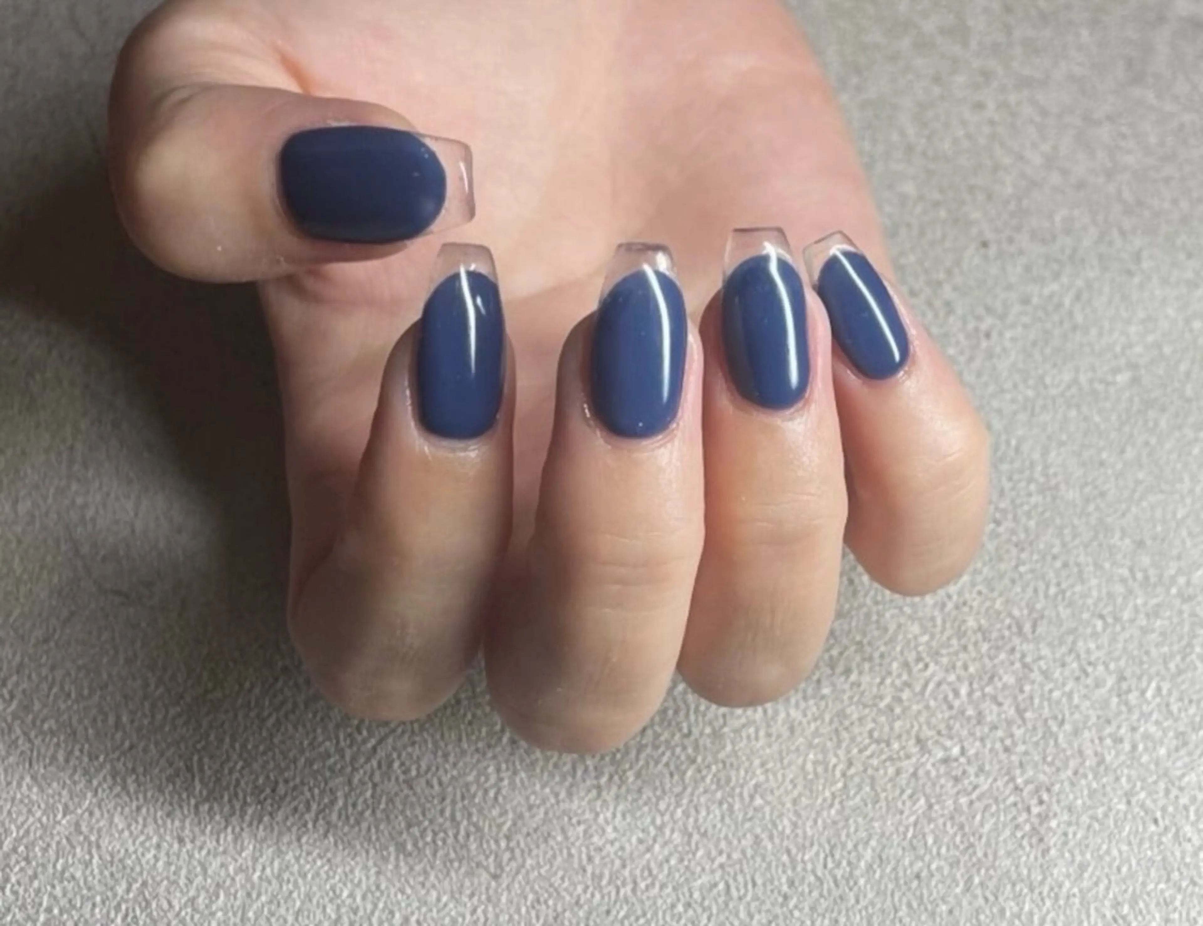 ネイル ブルー クリアネイル フレンチネイル 韓国ネイル ハンドネイル NailLife🌿 矢場町Maiアートのネイルデザイン