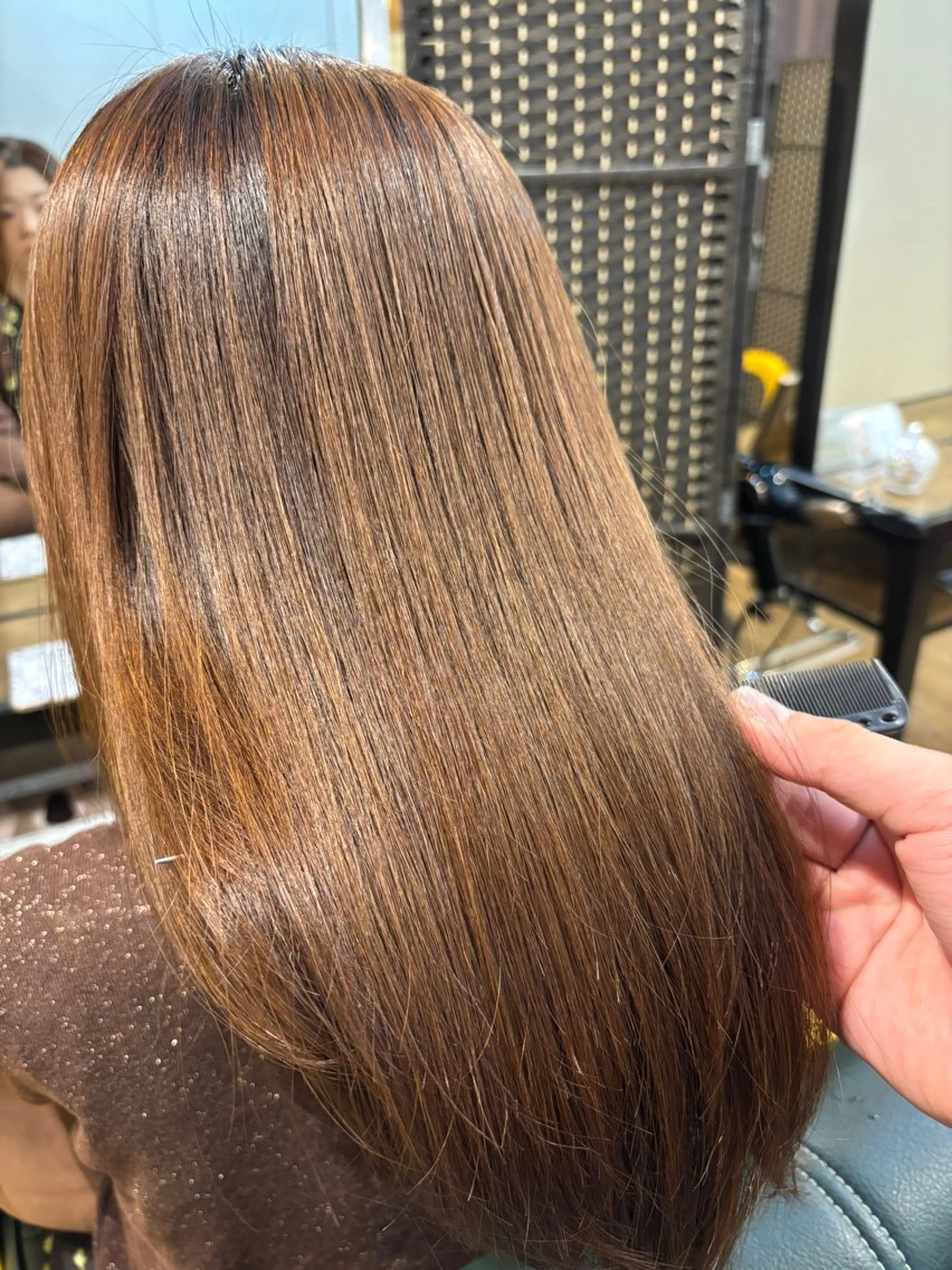 ロング カラー パーマ 縮毛矯正 ストレートパーマ 大人女性髪質改善 /Lumi/ルミのヘアスタイル