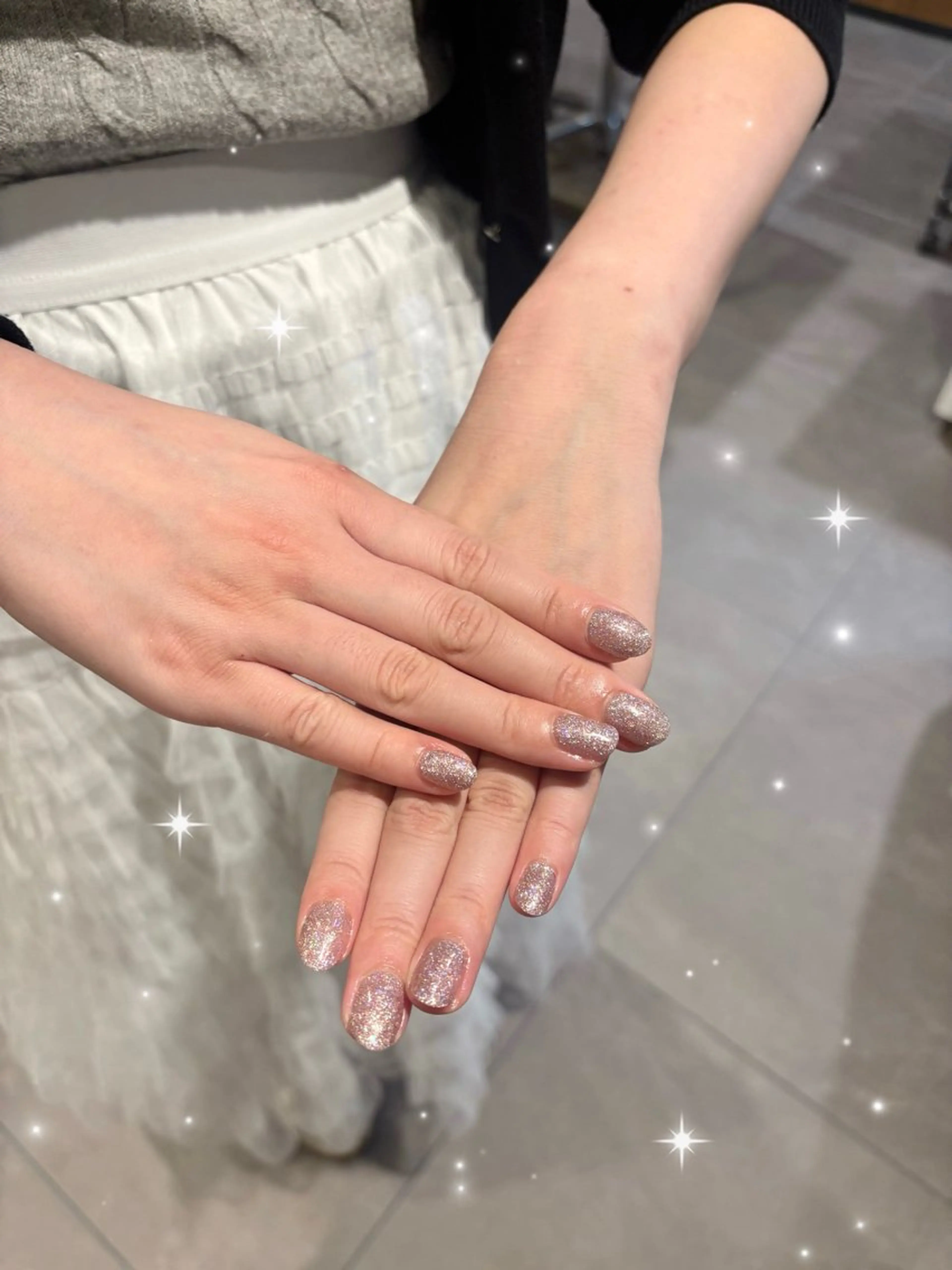ネイル キラキラネイル ラメ(グリッター) おそろいネイル ワンカラーネイル ピンク 🎀RinRin🎀 Nail💅二子玉川のネイルデザイン