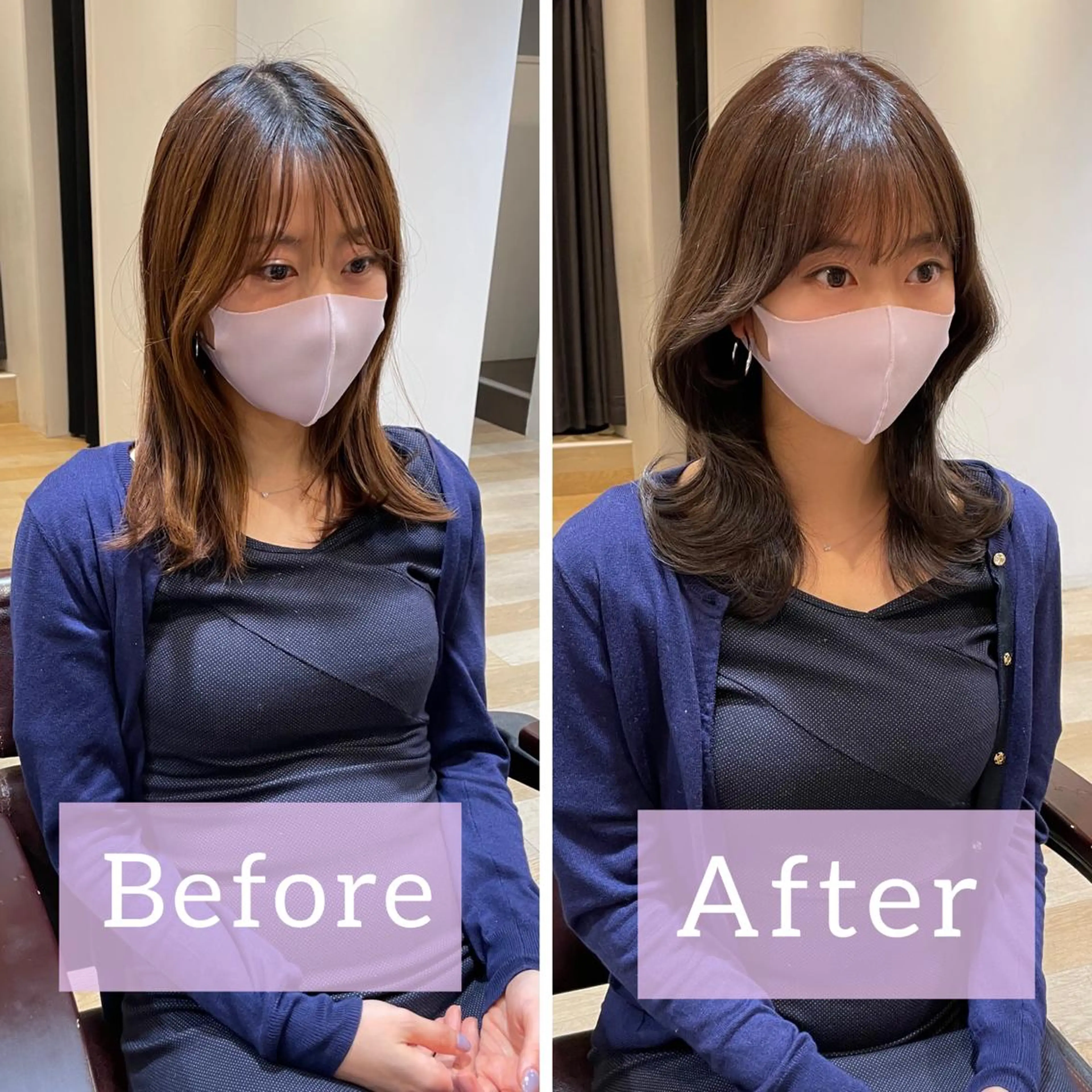 ミディアム くびれヘア 韓国風ヘア LOMA🇰🇷 銀座クボタのヘアスタイル