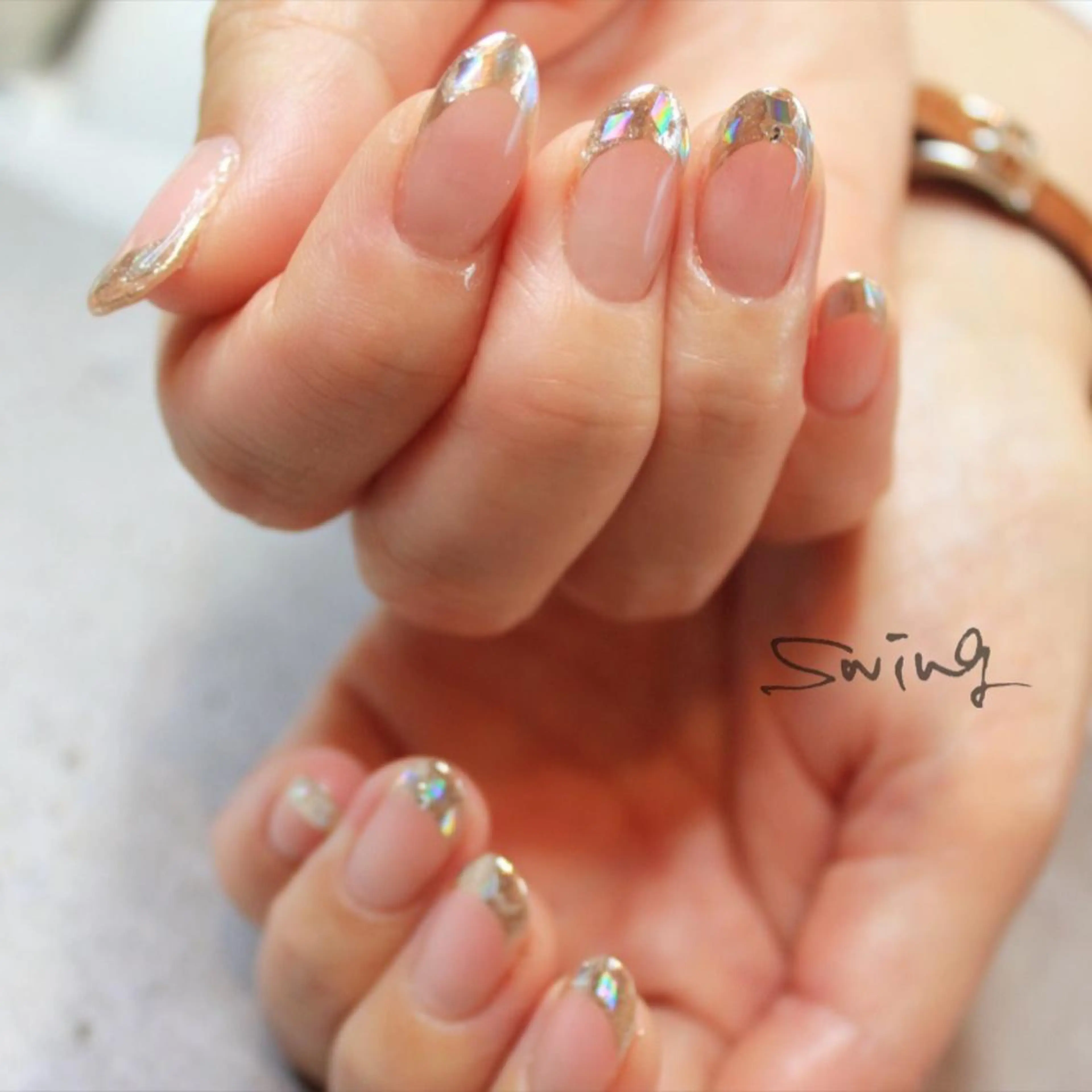 ネイル フレンチネイル ガラスフレンチ SWING Nail Salon所属・Yoshida Takakoのネイルデザイン
