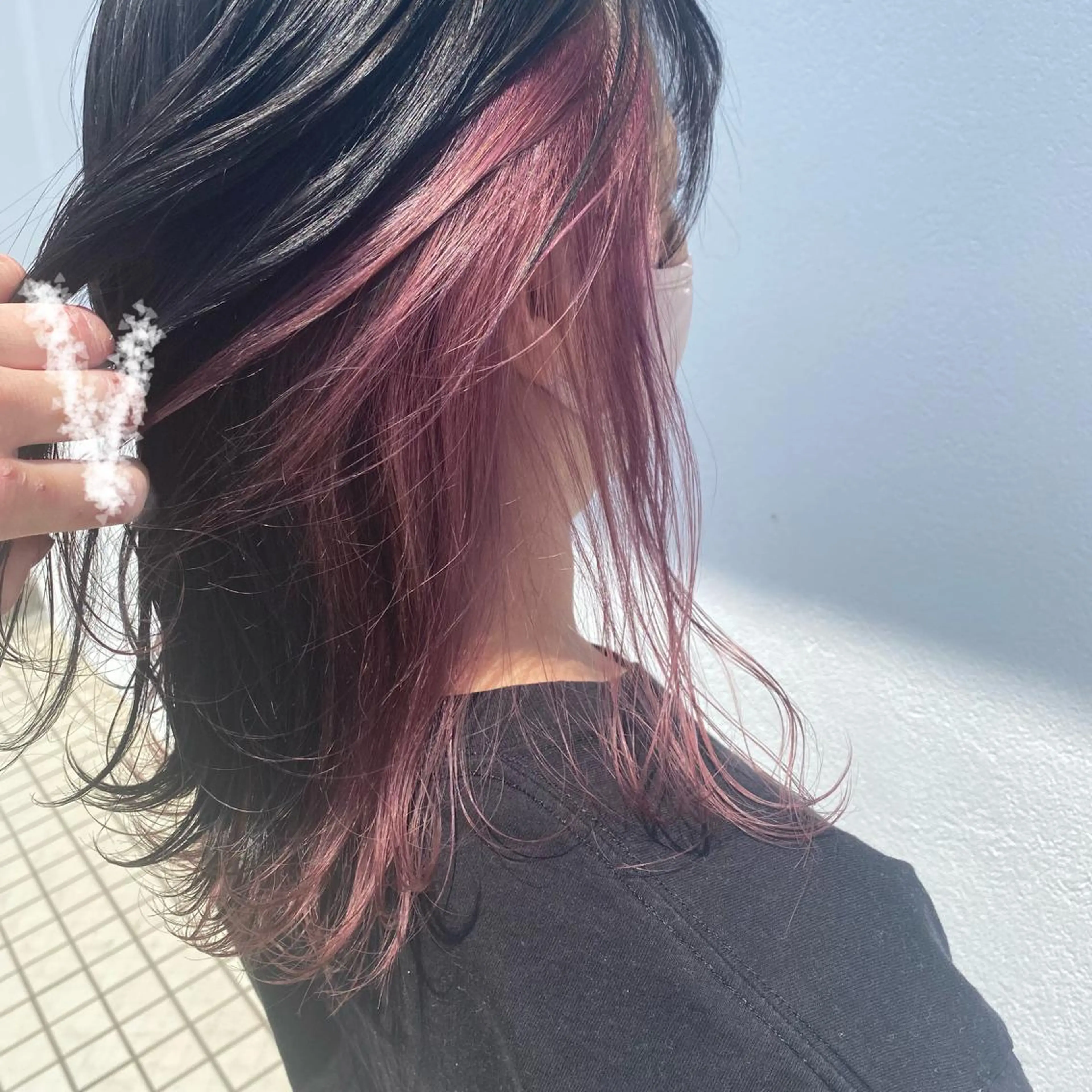 セミロング カラー アディクシーカラー バレイヤージュ ミストバング 黒髪 ブリーチ 韓国ヘア特化 💟 ララア 💟のヘアスタイル