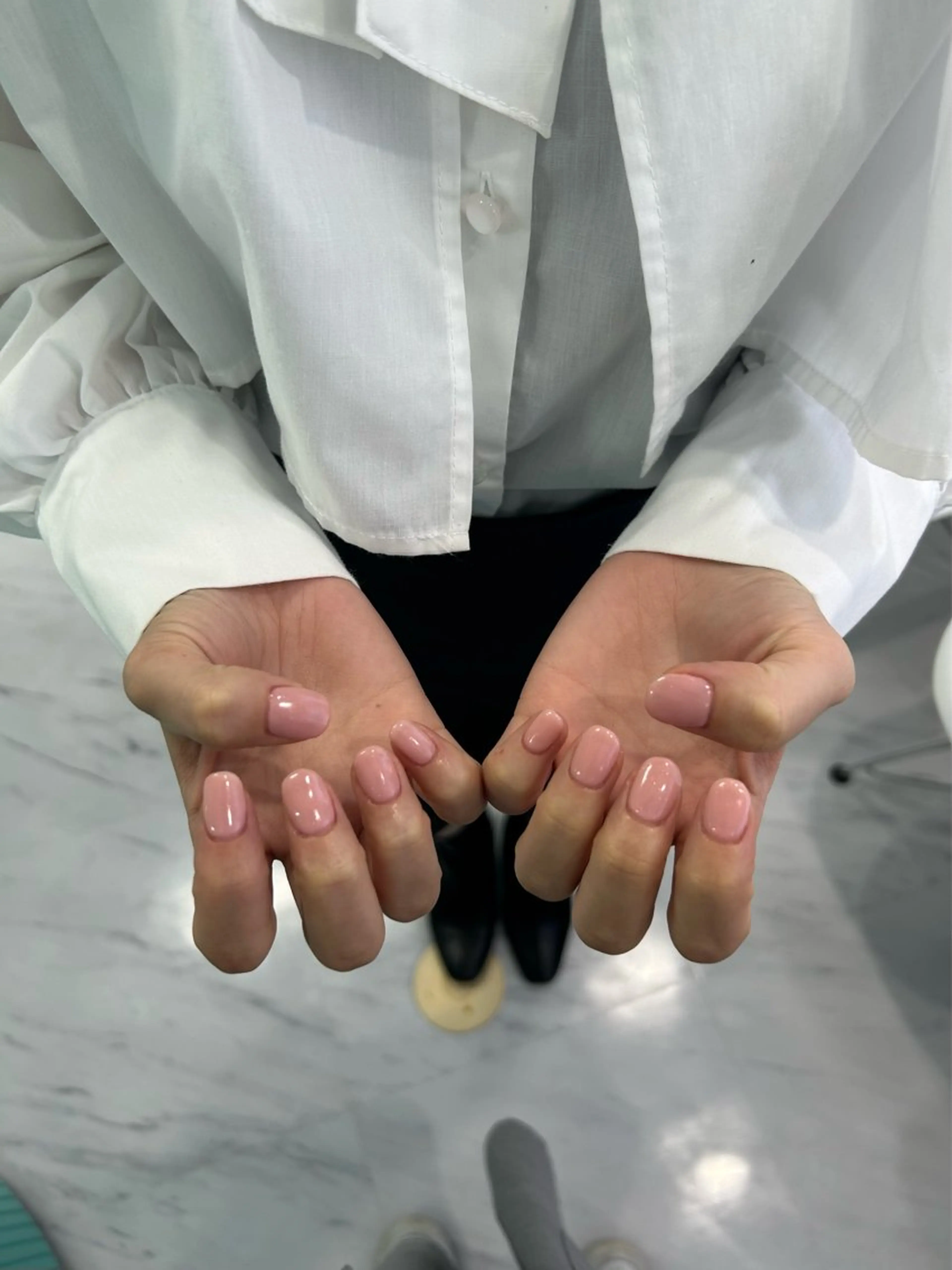 ネイル ワンカラーネイル ピンク ピンクベージュ 加藤 楓子のネイルデザイン