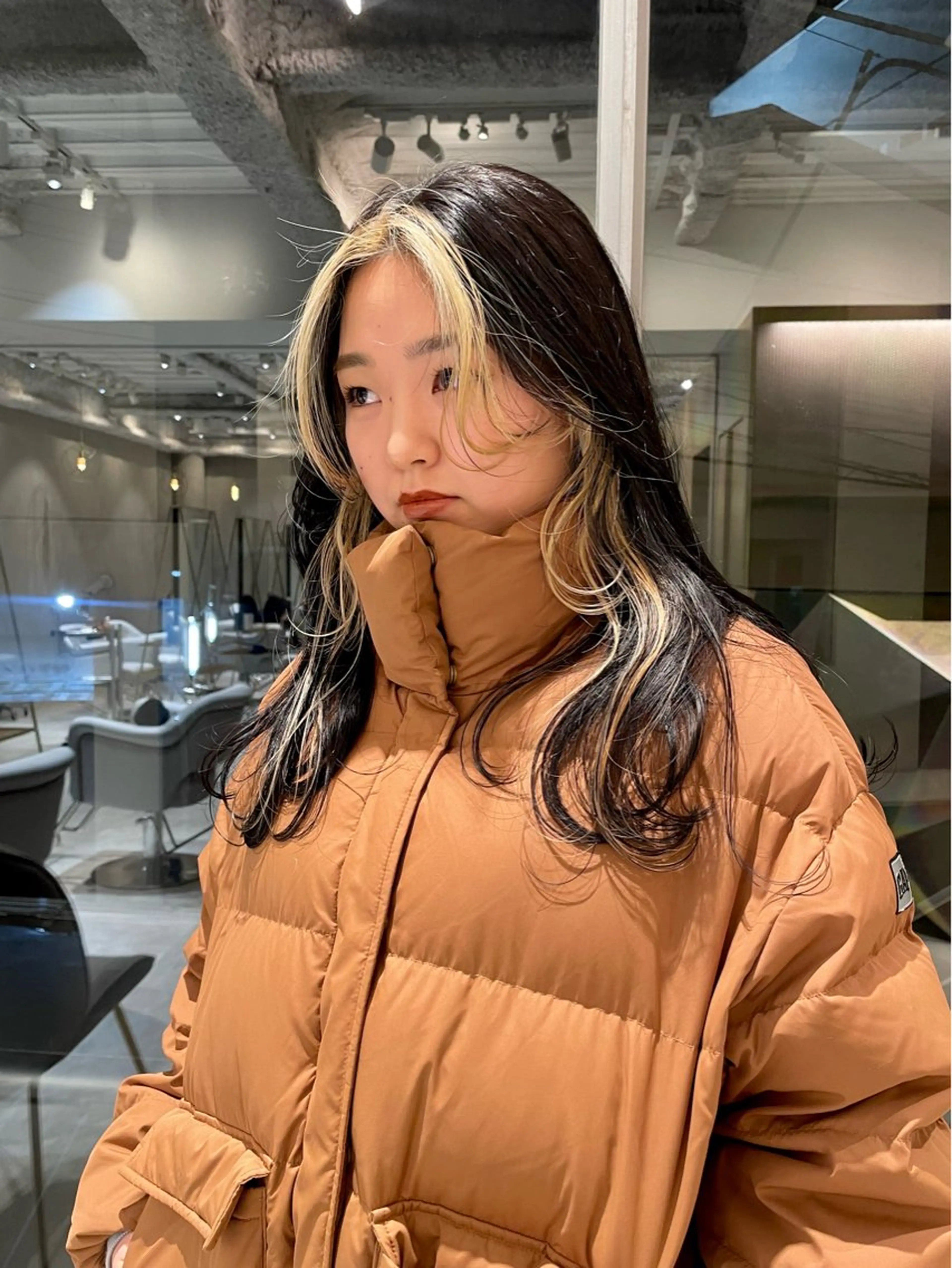 ロング カラー ミストバング  フェイスフレーミング 透明感カラー/パーマ オレンジmiyo⭐️のヘアスタイル