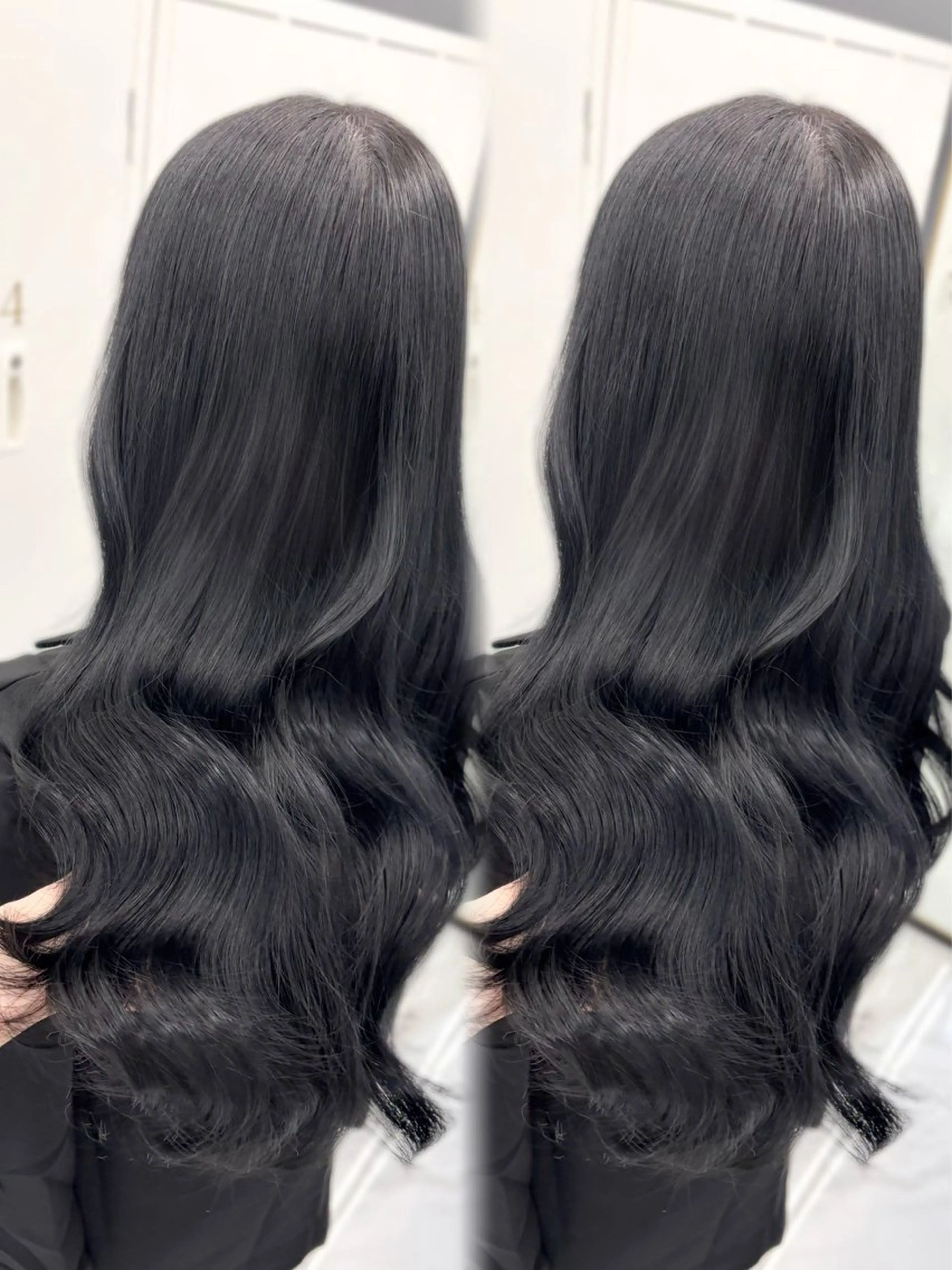 セミロング カラー 黒髪 ブルーカラー ブルーブラック レイヤーカット トリートメント カット ヘアカラー トリートメント 盛れる顔周り🤍渋谷 Risa🎀のヘアスタイル