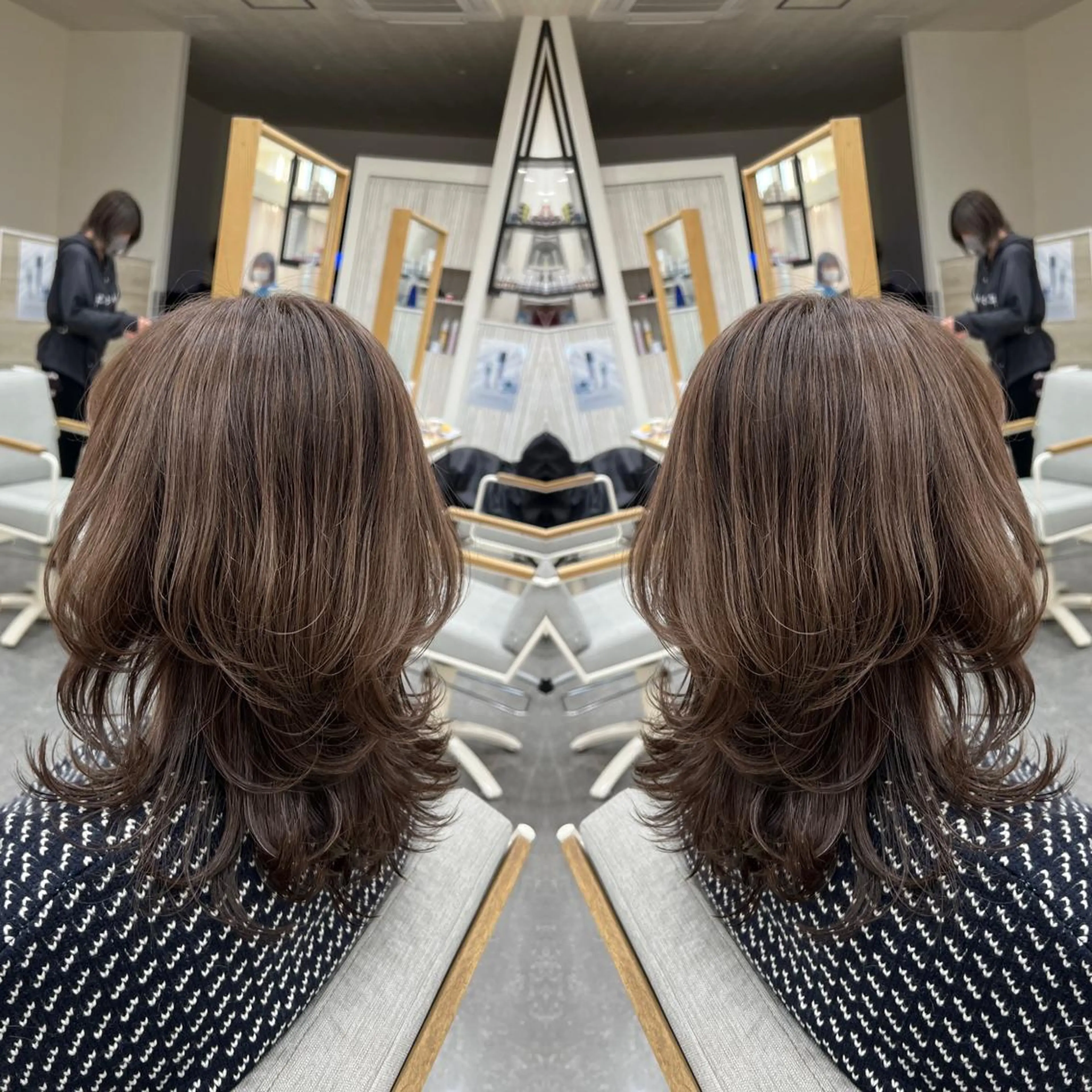 ミディアム カラー 太白区白髪ぼかし/ ボブカット/千葉達人のヘアスタイル