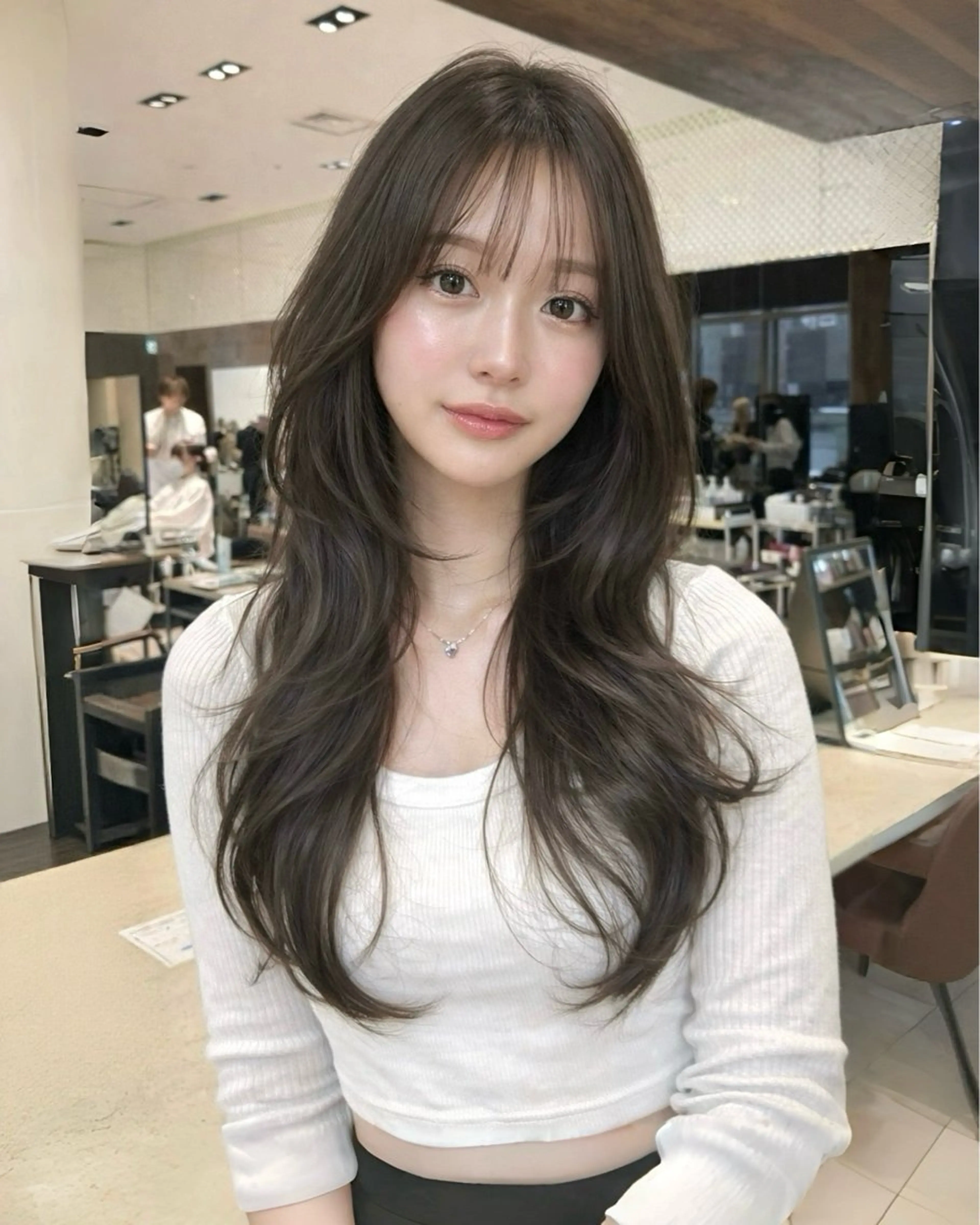 ロング レイヤーカット カット ヘアカラー トリートメント レイヤー/顔周り カット/松岡 祥利のヘアスタイル