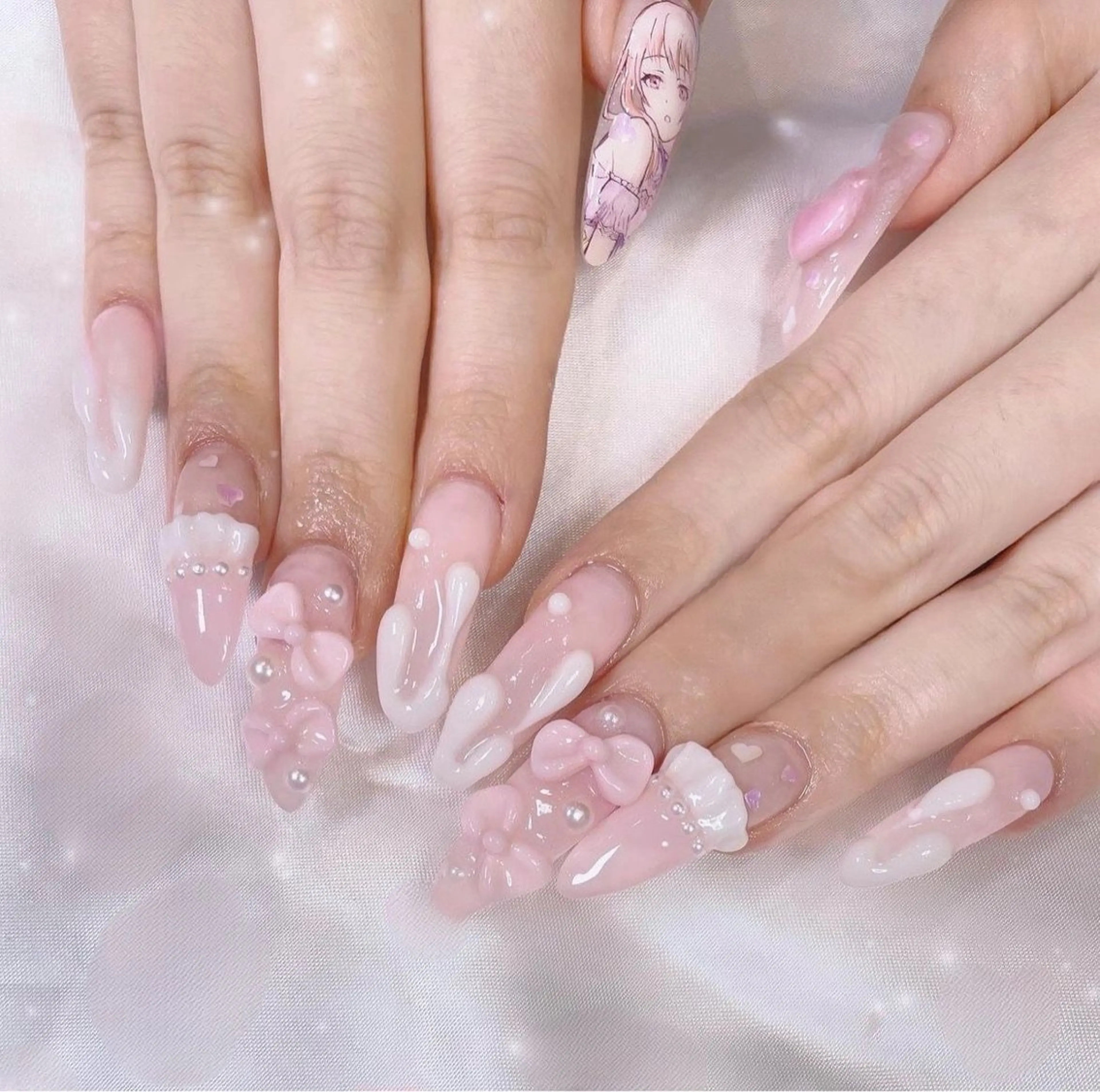 ネイル マグネットネイル ミラーネイル ピンク ネイルチップ 冬ネイル Lee Nailsのネイルデザイン