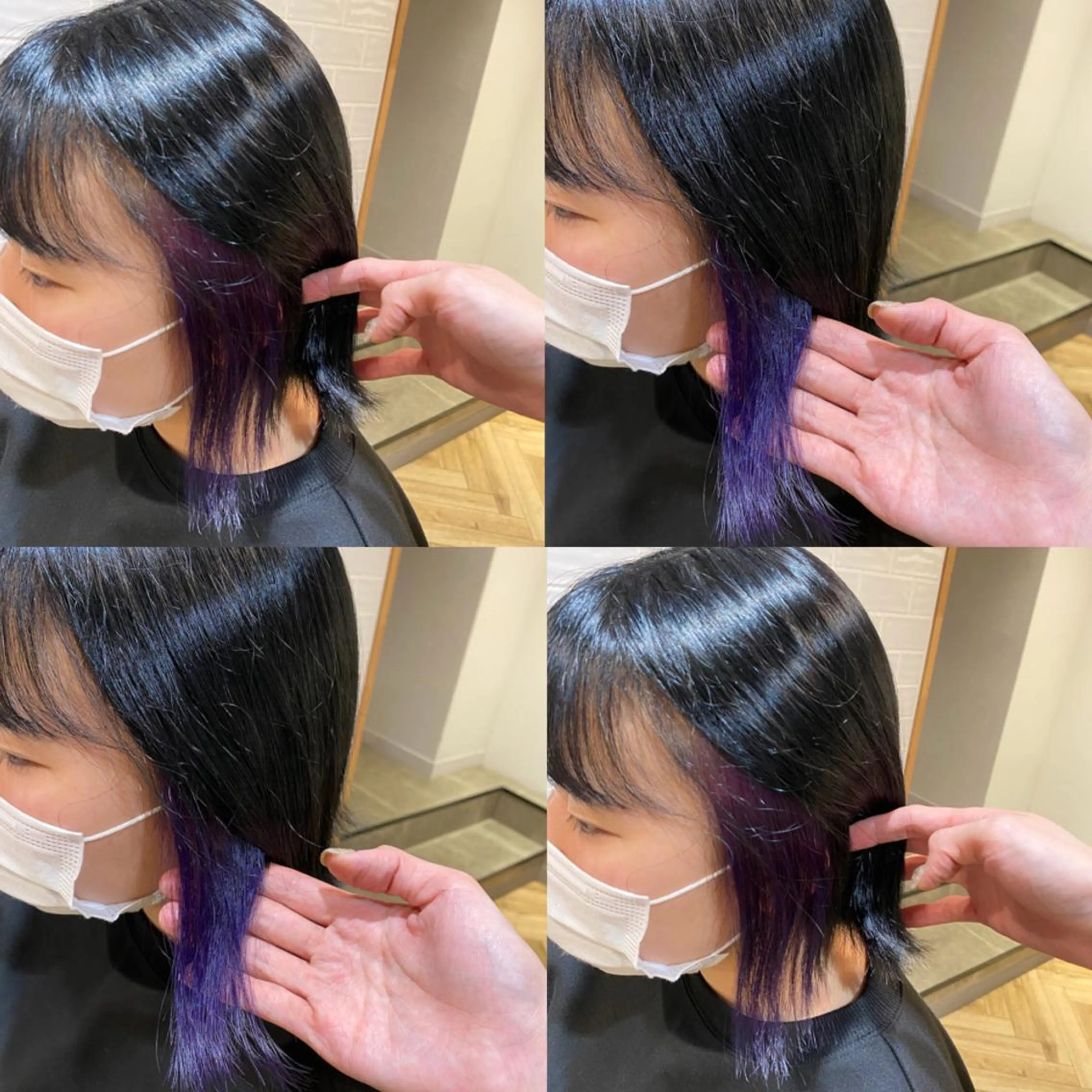 ミディアム カラー イヤリングカラー 艶カラー/韓国顔周り 🎀mamiのヘアスタイル