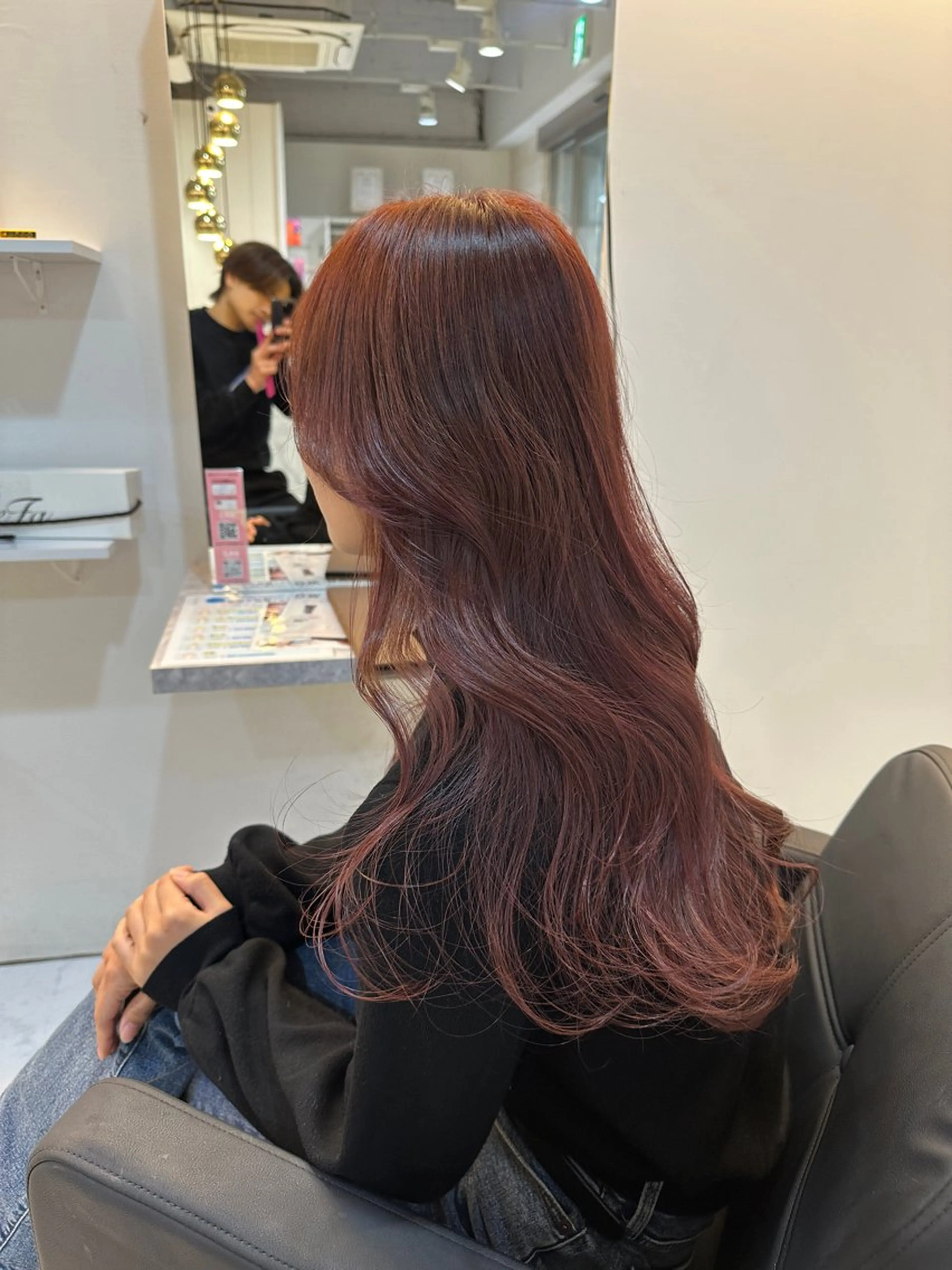 セミロング カラー ボルドーカラー カット ヘアカラー トリートメント 心斎橋/縮毛矯正 /ブリーなしWカラーのヘアスタイル