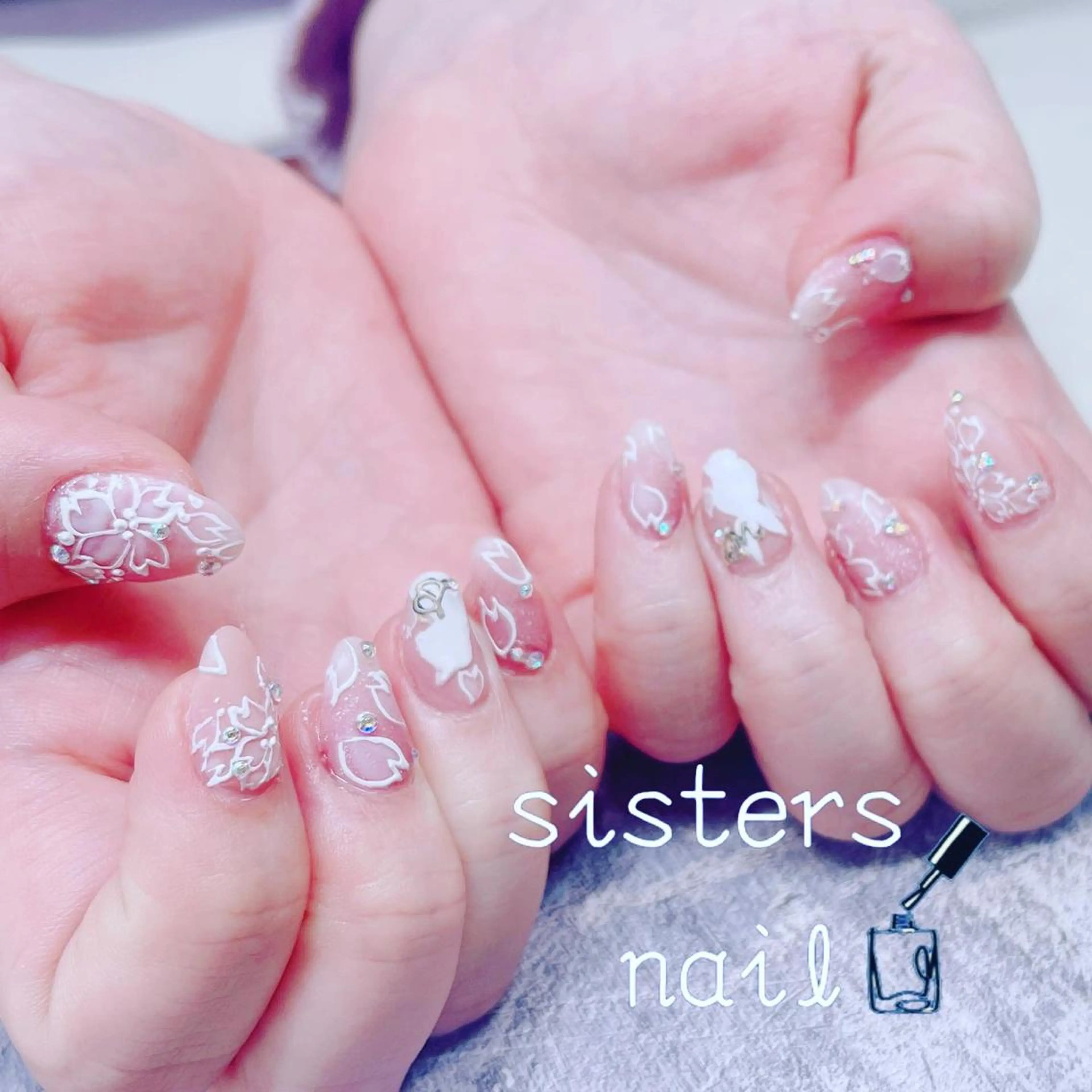 ネイル アートネイル 桜ネイル フラワーネイル グラデーション マットネイル ハンドネイル ハンドケア sisters nail.fのネイルデザイン