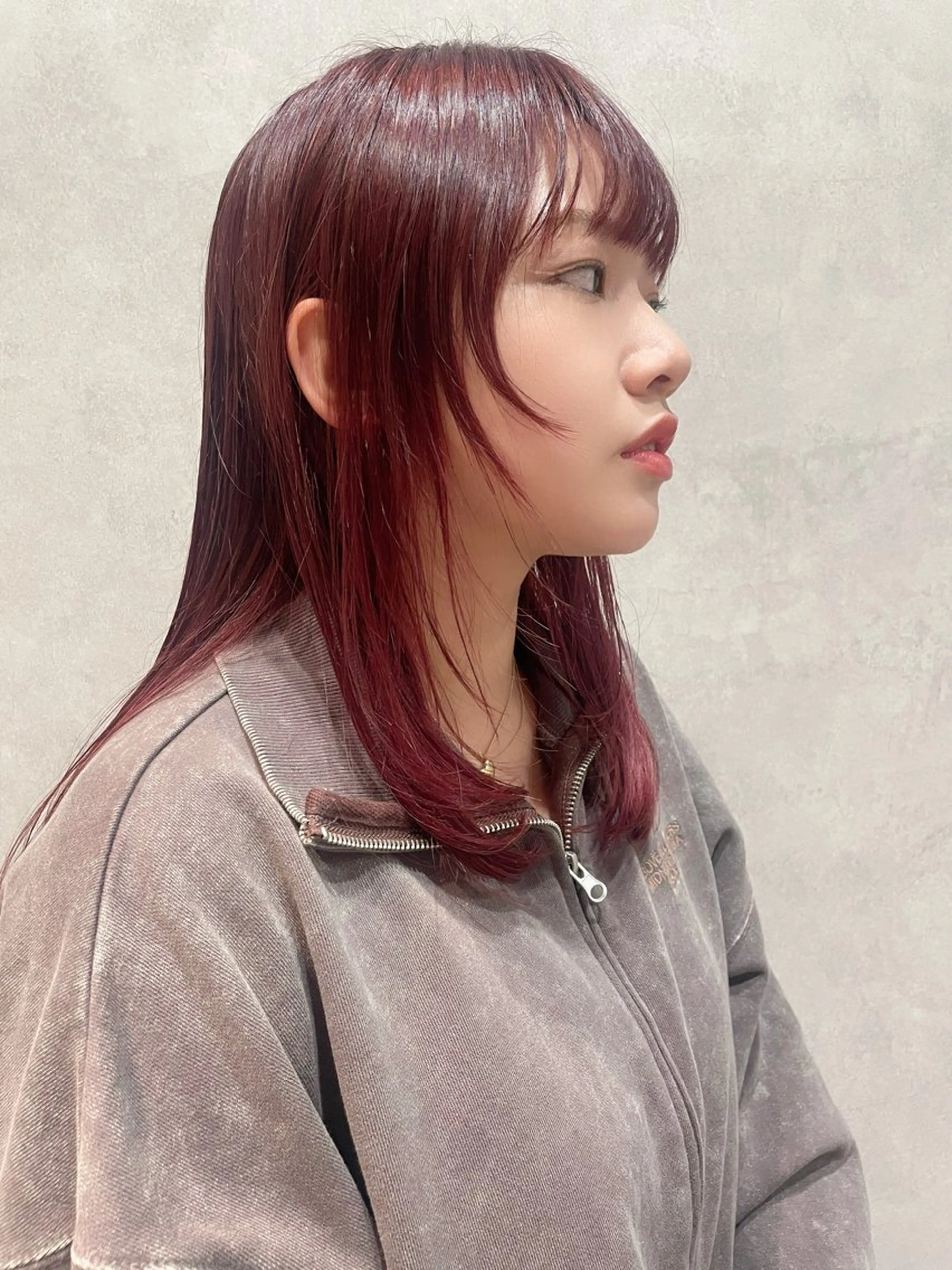 ミディアム 顔まわりレイヤー レイヤーカット MAR.co薬院浄水店所属・薬院aiko 🧡暖色艶髪のヘアスタイル