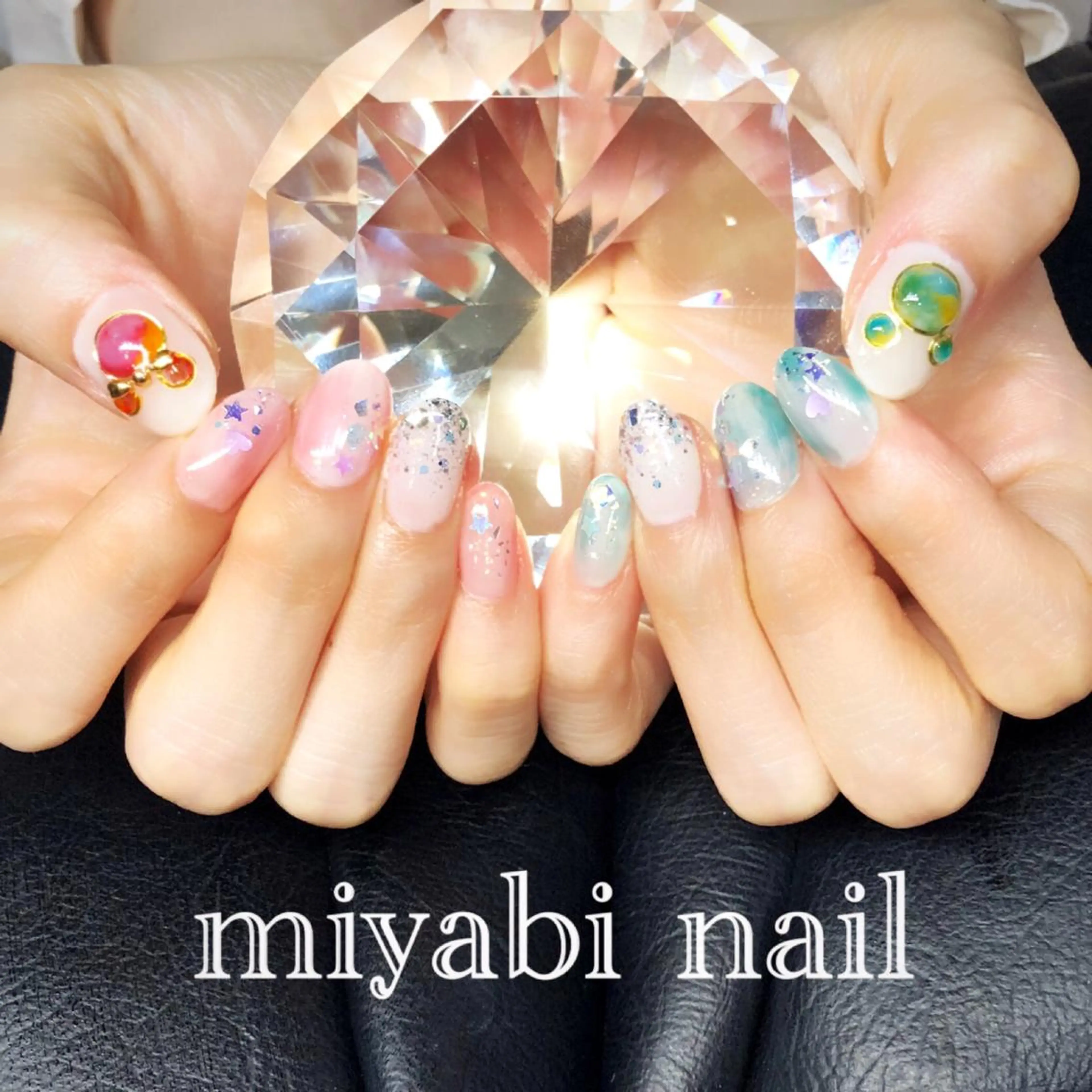 ネイル アートネイル ジェルネイル 持ち込み ニュアンスネイル ぷっくりネイル ハンドネイル miyabi nail 桂川駅近くのネイルデザイン