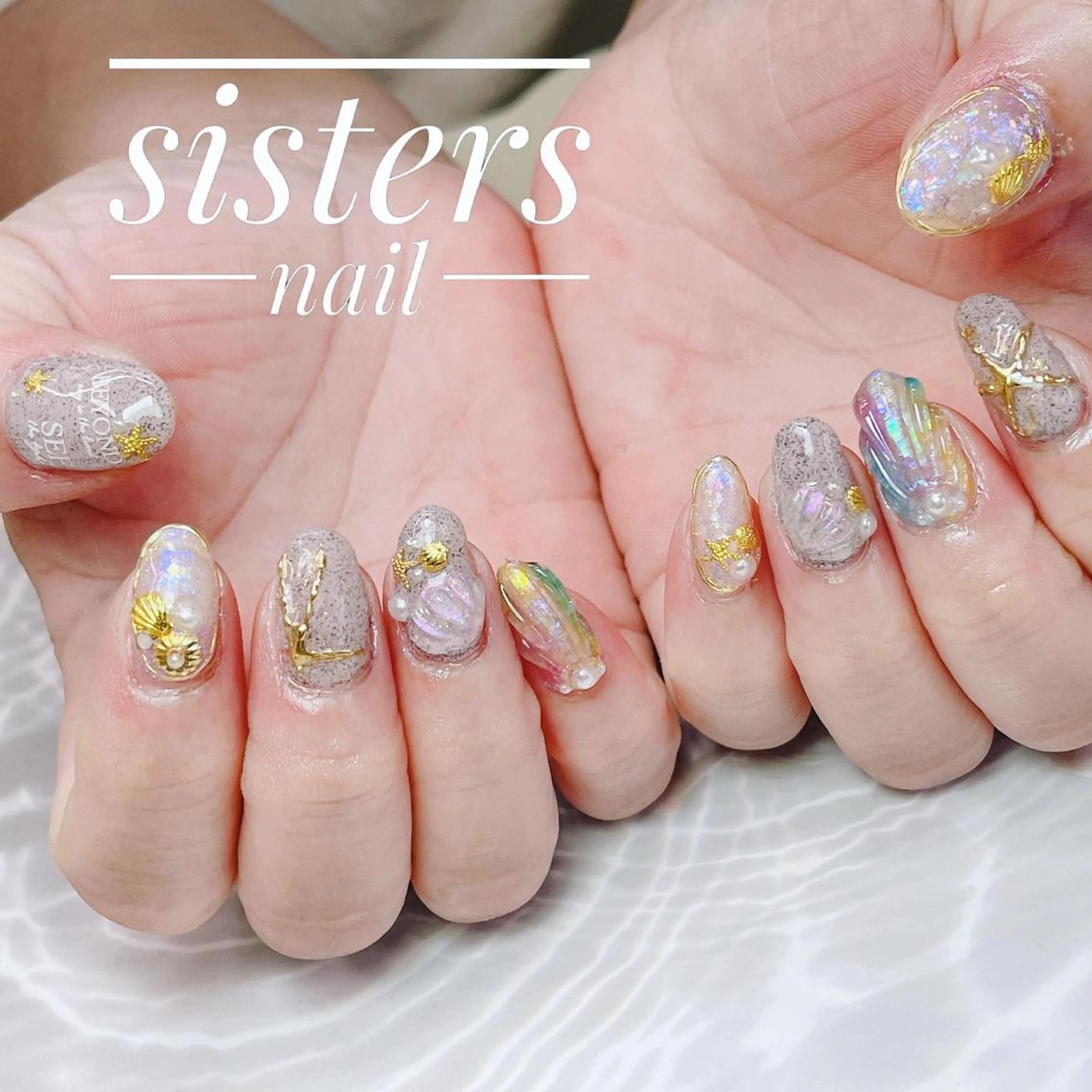 ネイル アートネイル オーロラネイル クリアネイル ラメ(グリッター) ミラーネイル sisters nail.fのネイルデザイン