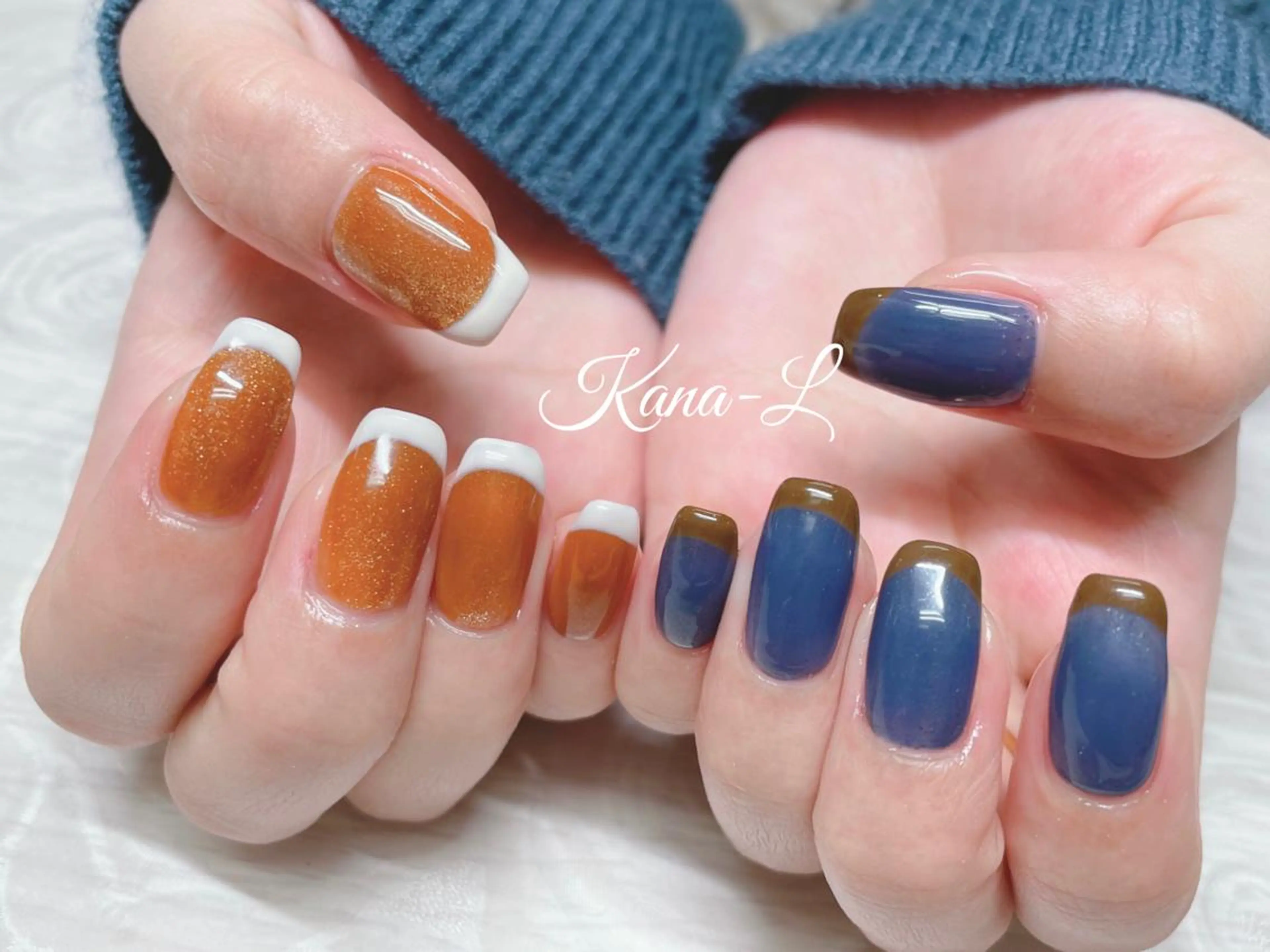 カラー ネイル フレンチネイル マグネットネイル 芦辺 香奈のネイルデザイン