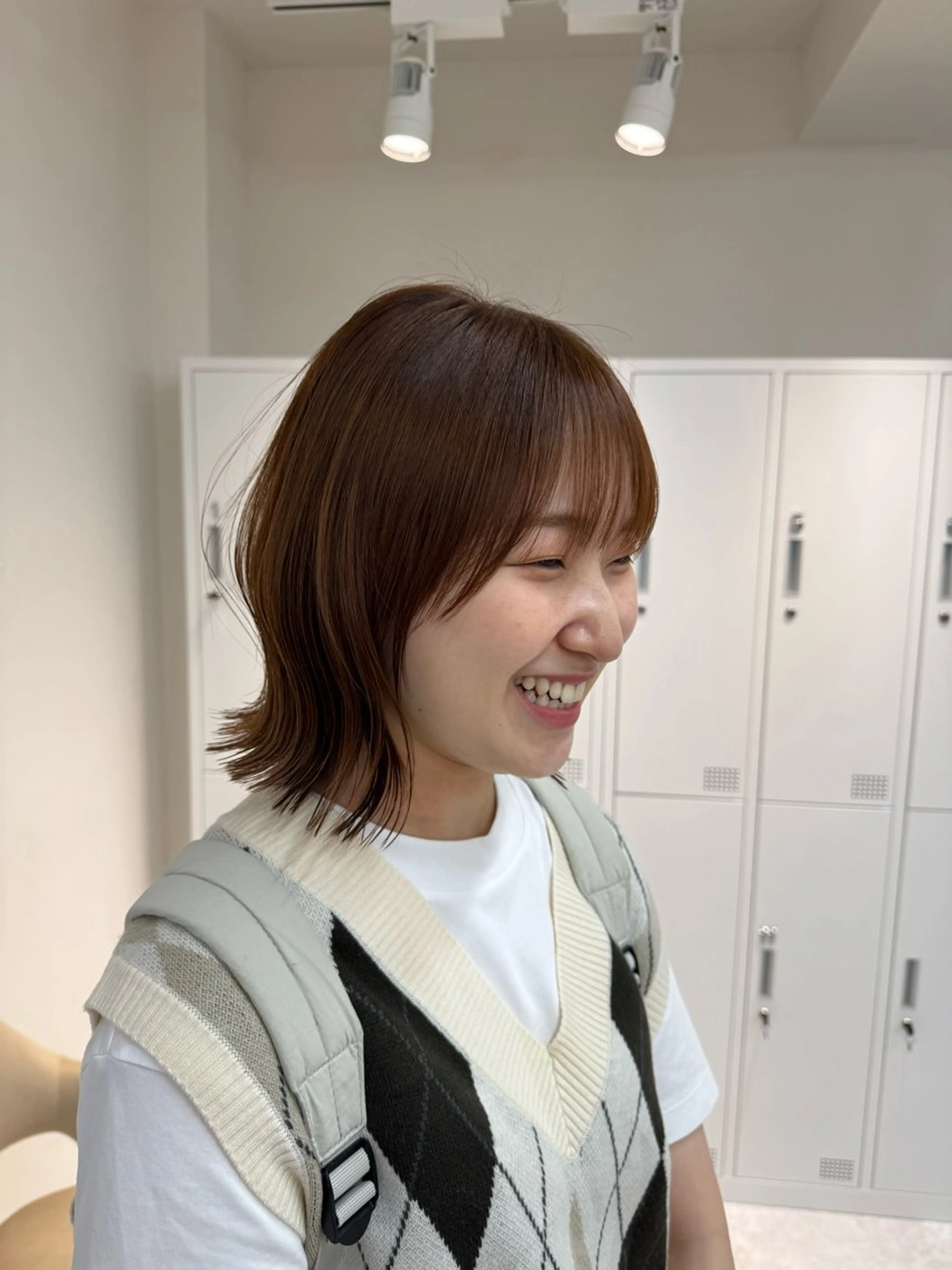 ミディアム ヘアカラー トリートメント REI /艶髪/透明 感カラー/ボブのヘアスタイル