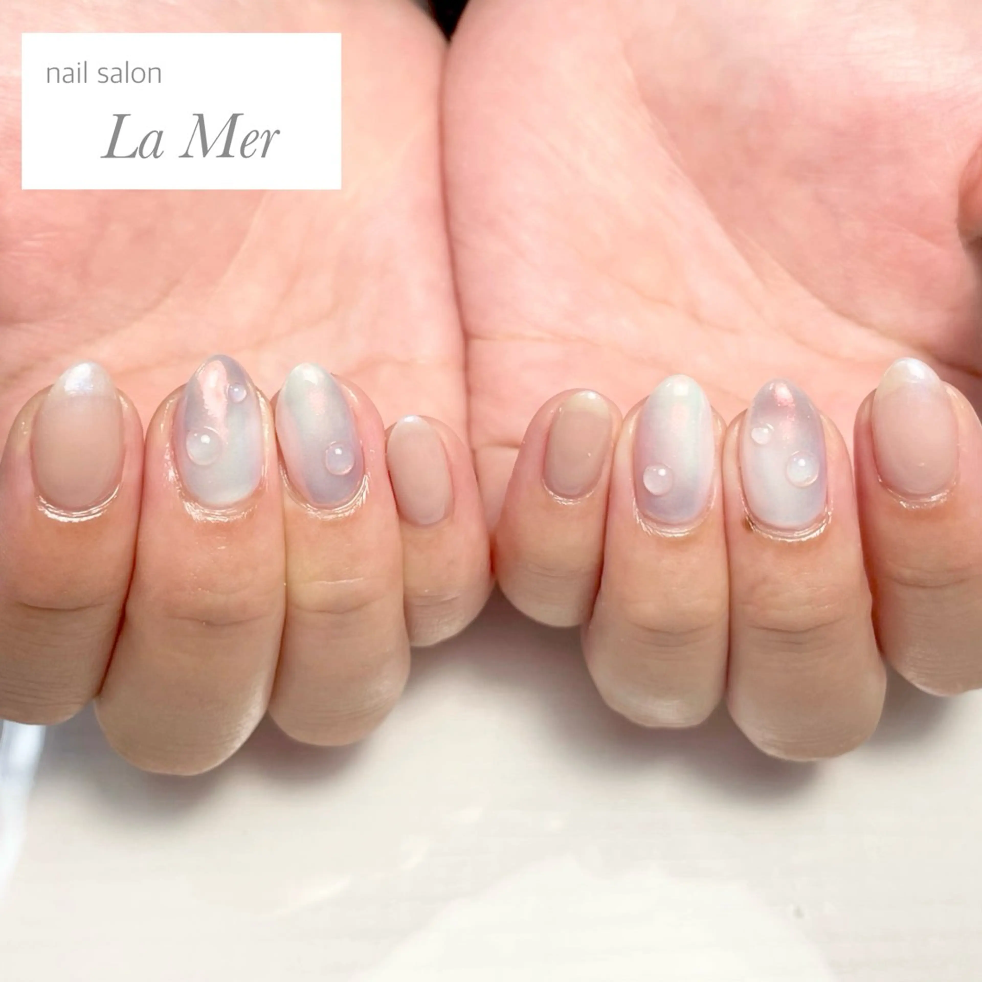 ネイル オーロラネイル ニュアンスネイル ぷっくりネイル 春ネイル ハンドネイル nailsalon La Merのネイルデザイン