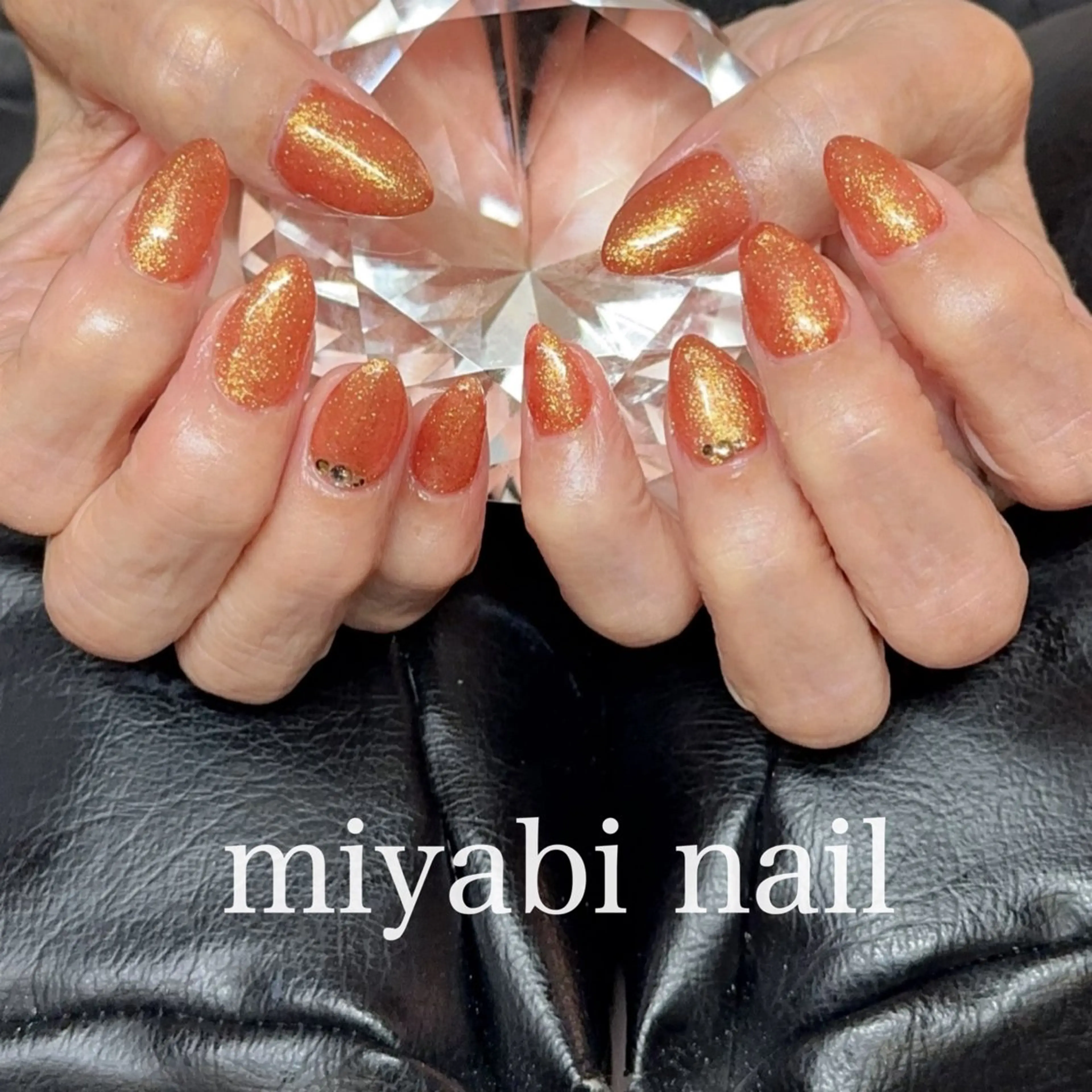 ネイル ブラウン ジェルネイル ラメ(グリッター) 持ち込み ワンカラーネイル ハンドネイル miyabi nail 桂川駅近くのネイルデザイン