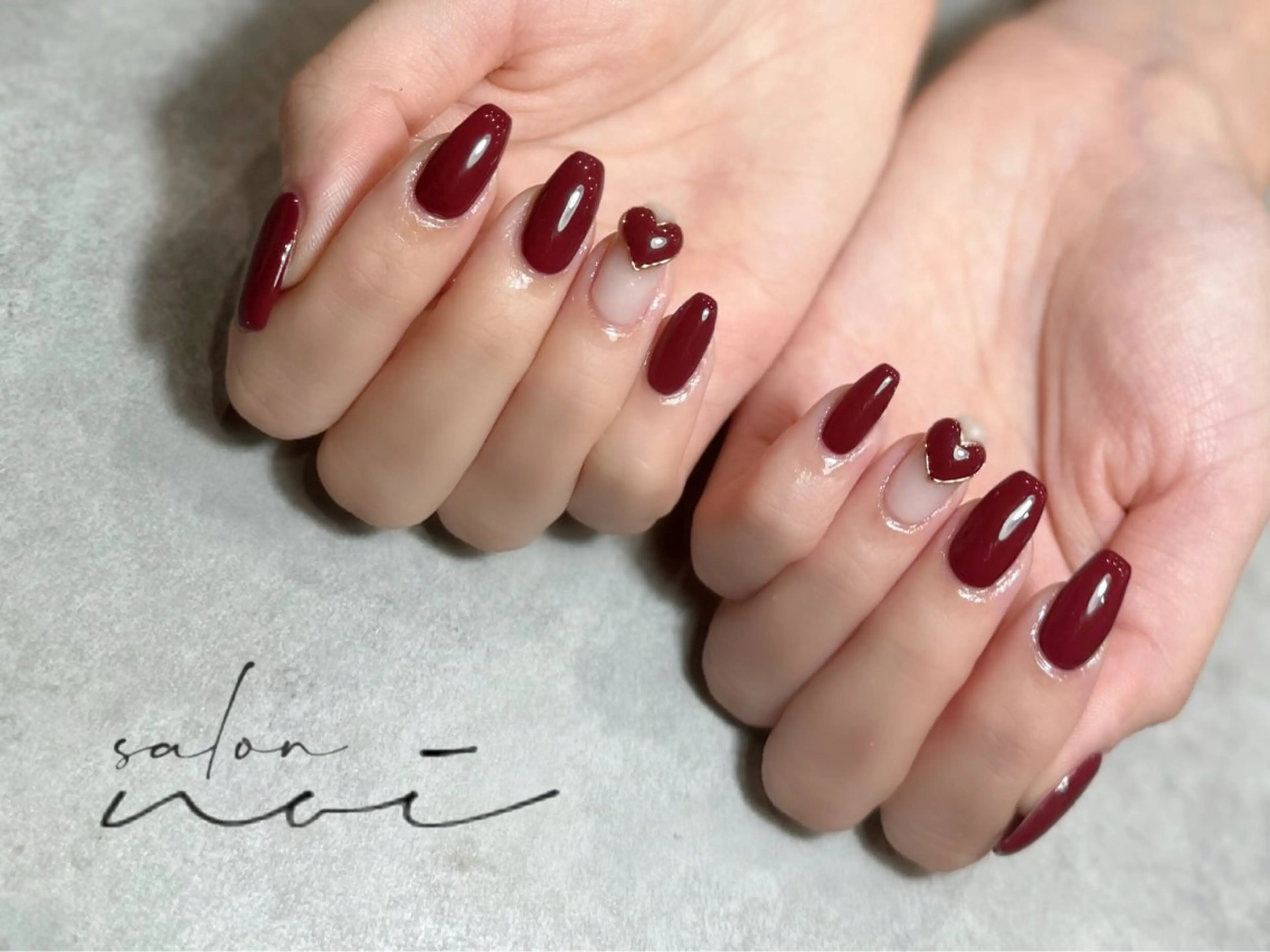 ネイル ハート ぷっくりネイル ハンドネイル salon noi所属・salon noiのネイルデザイン