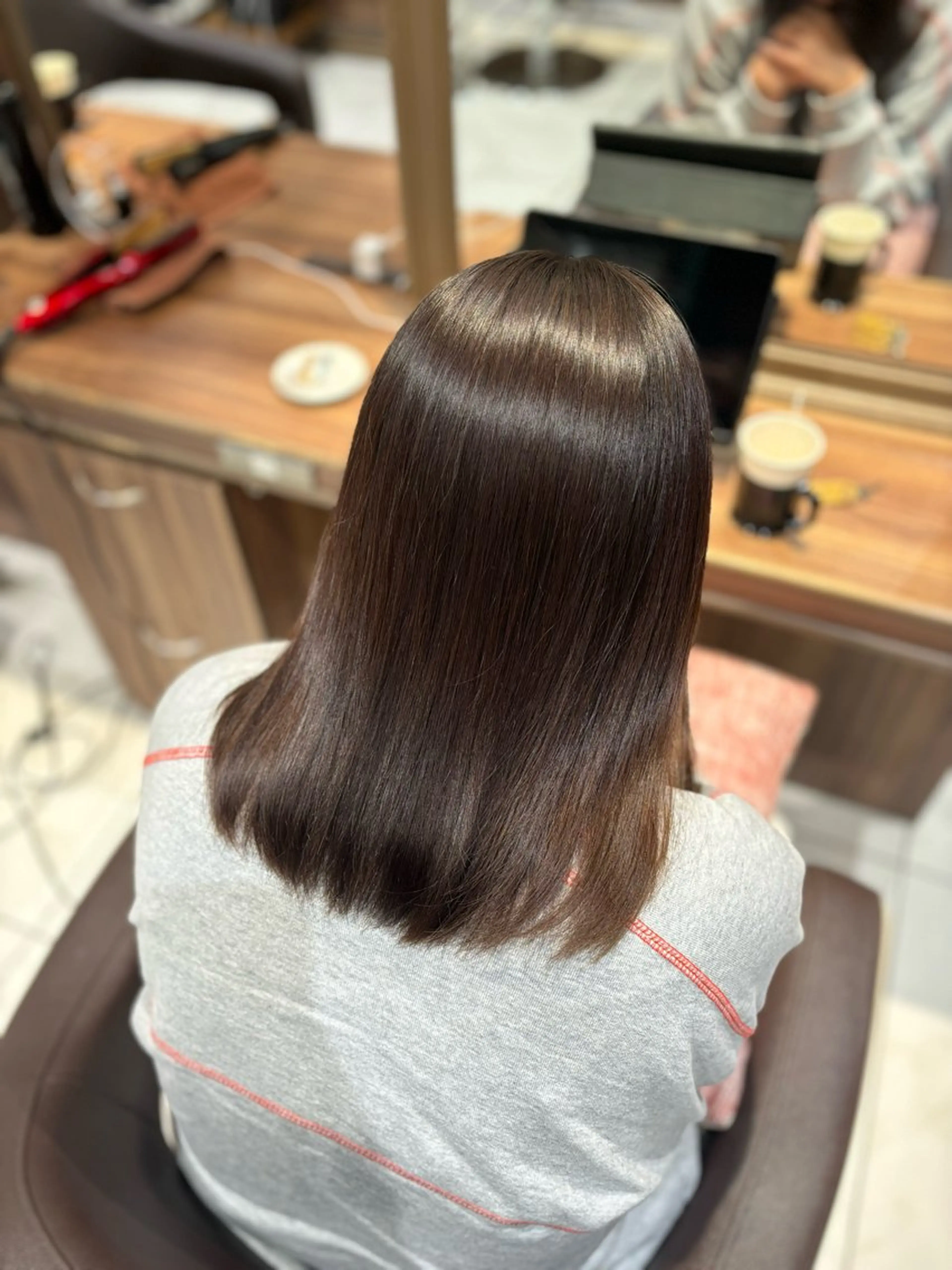 ミディアム パーマ 縮毛矯正 縮毛矯正 ツヤ髪縮毛矯正💫/ ハイトーン/あゆみのヘアスタイル