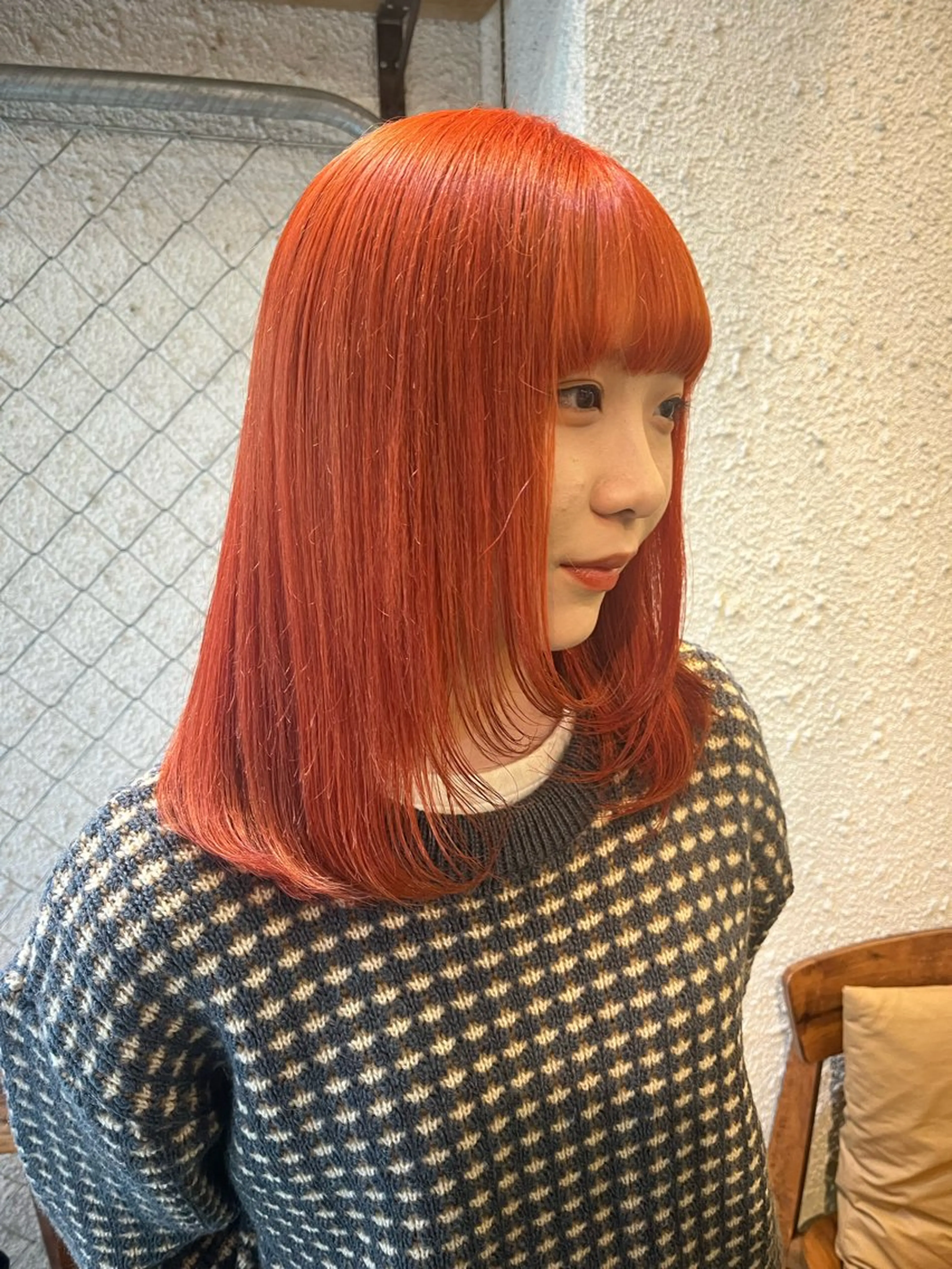 ミディアム カラー カット ヘアカラー トリートメント ハイトーン/レイヤー ハッシュカット/牧原のヘアスタイル