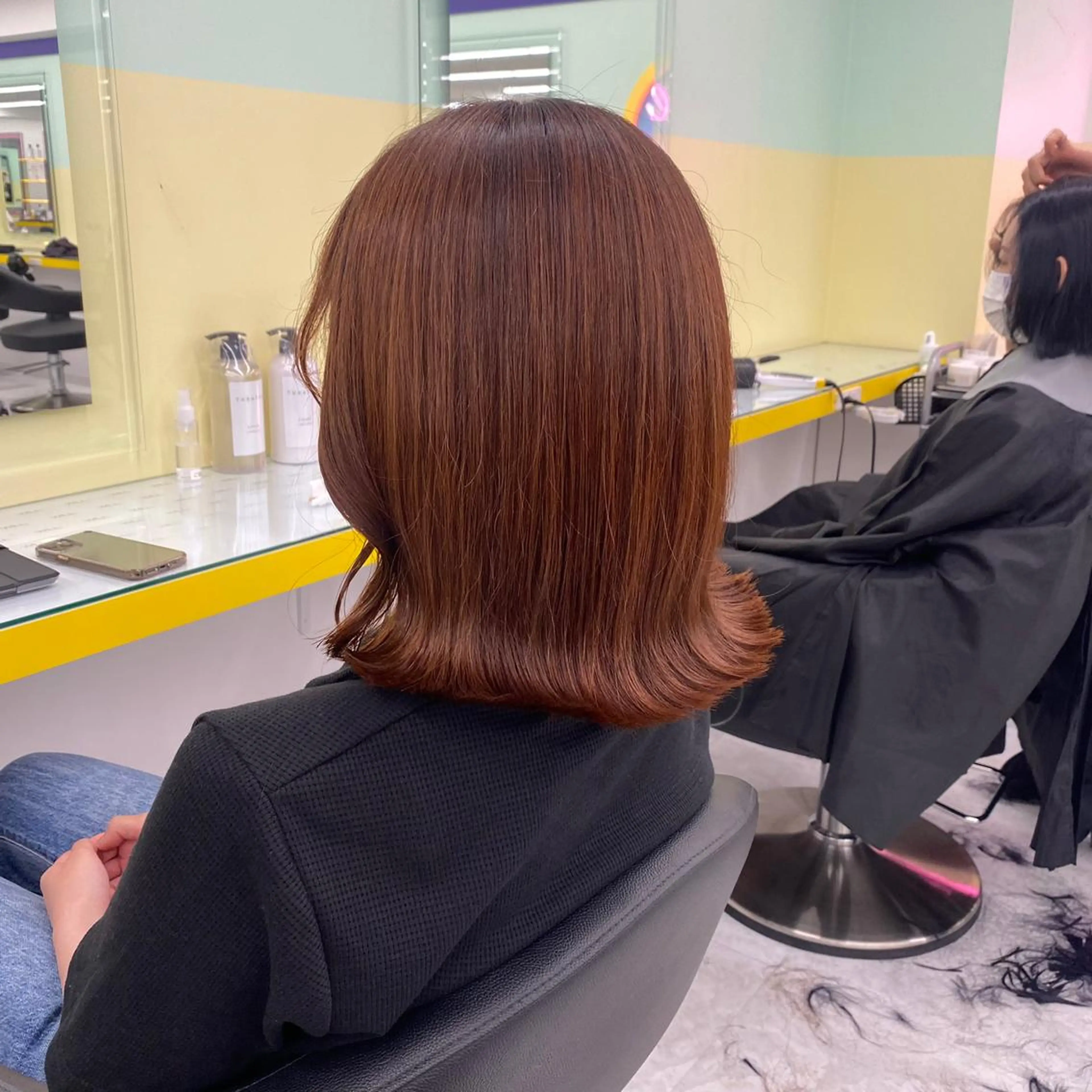 セミロング カラー パーマ ヘアアレンジ メンズ キッズ ネイル マツエク・マツパ アイブロウ メンズブリーチ ブリーチ ブラウンカラー ブリーチなしカラー オレンジ Lumo所属・💖横浜ブリーチなし 💖MIHOのヘアスタイル