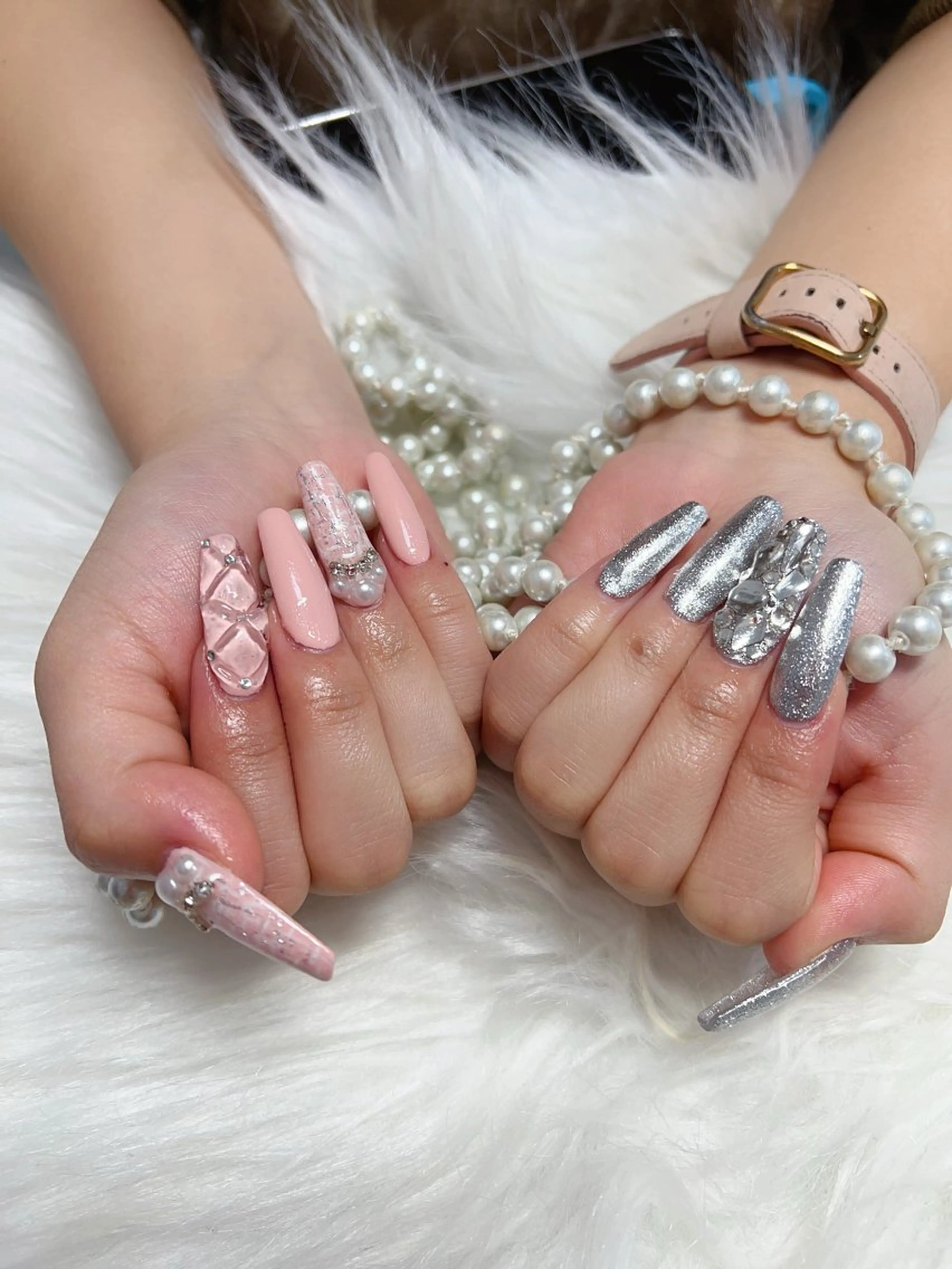 ロング ハンドネイル ハンドケア 💜MIYA nail川崎店のネイルデザイン