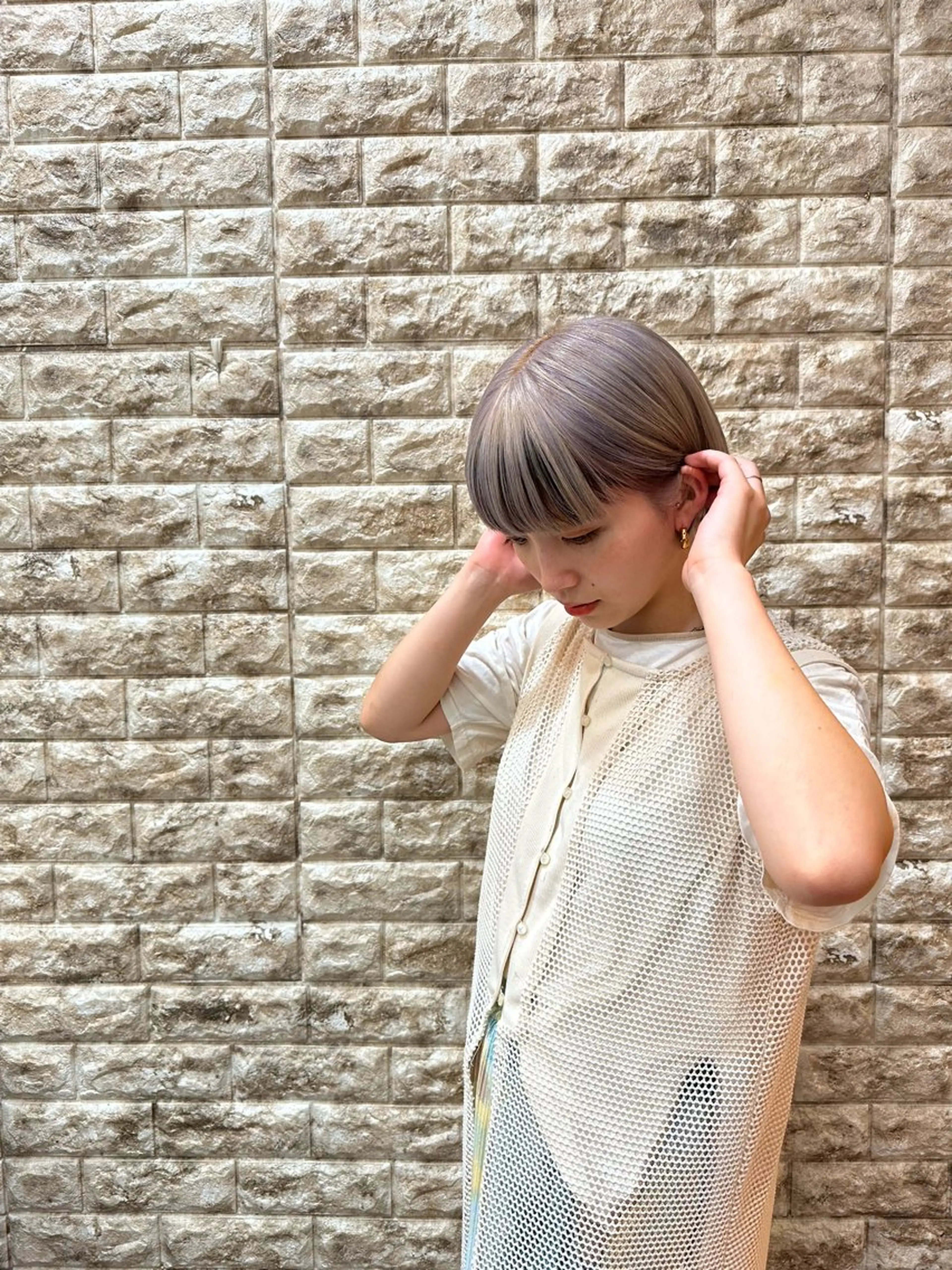 ショート カラー ベージュカラー ホワイトベージュ トリートメント Lin.所属・ハイトーン/デザイン カラー/大輔のヘアスタイル