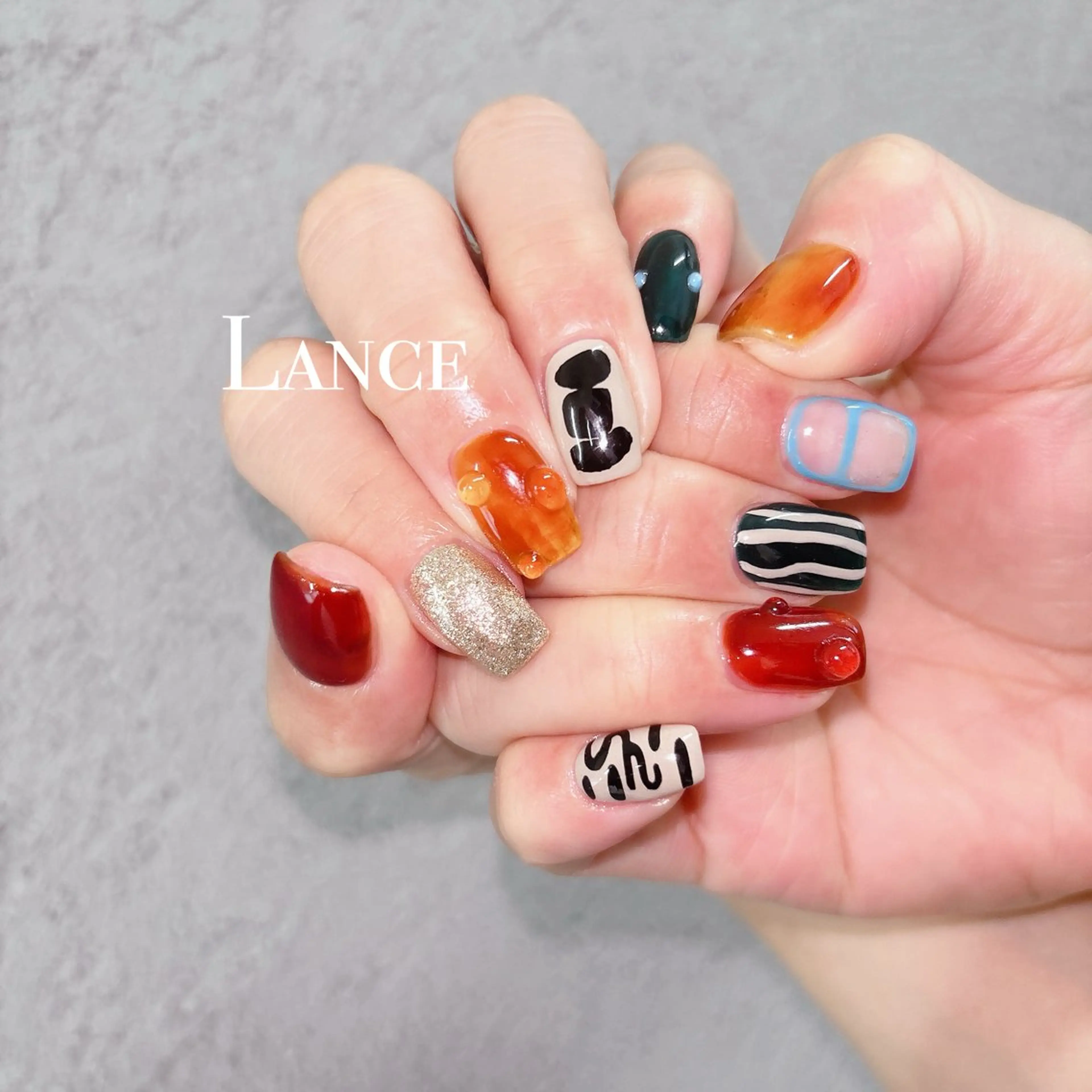 ネイル オーロラネイル フットネイル 氷ネイル・うるうるネイル キラキラネイル 韓国ネイル ハンドネイル Lance nailのネイルデザイン