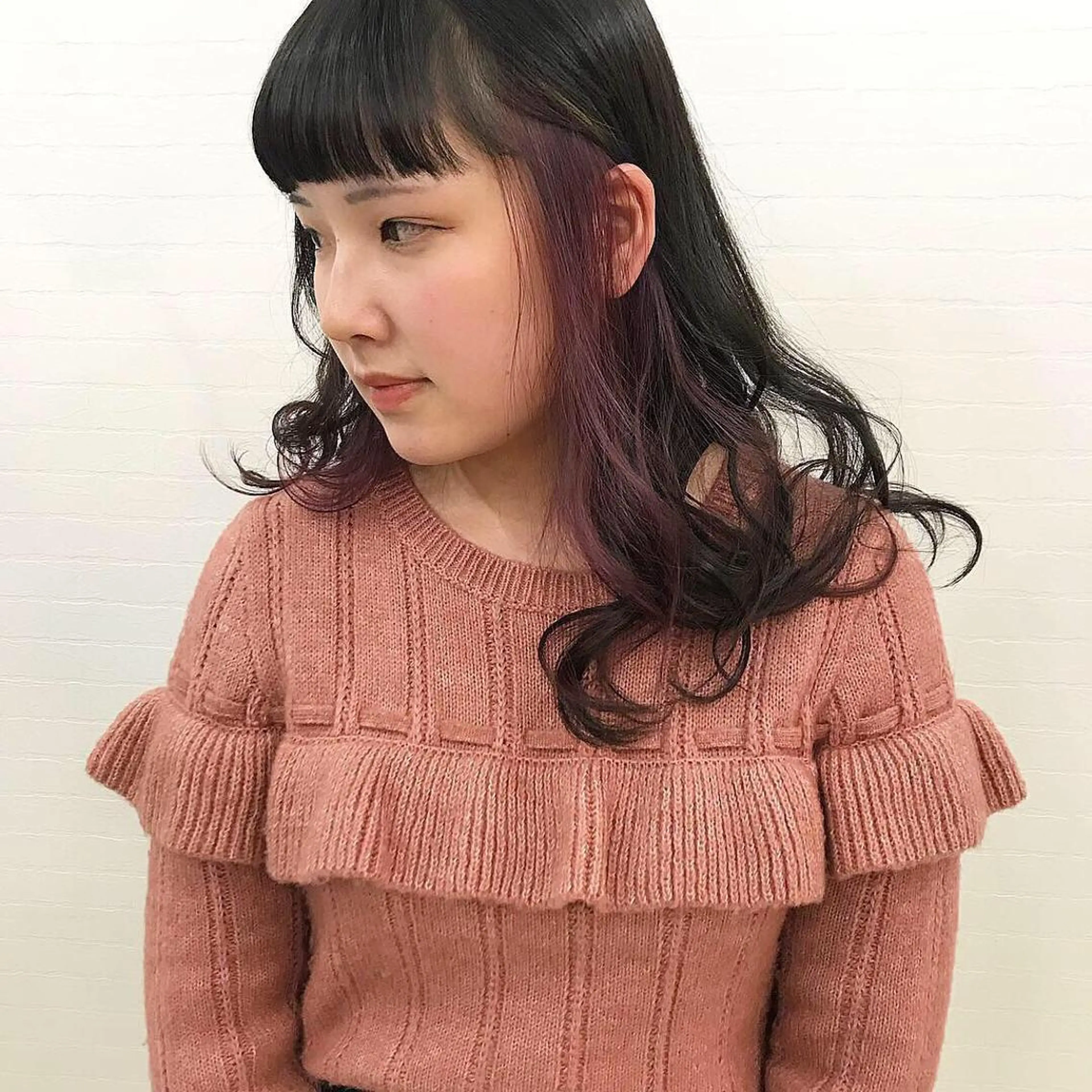 ロング カラー オリーブ/アッシュ やわらか透明感カラーのヘアスタイル