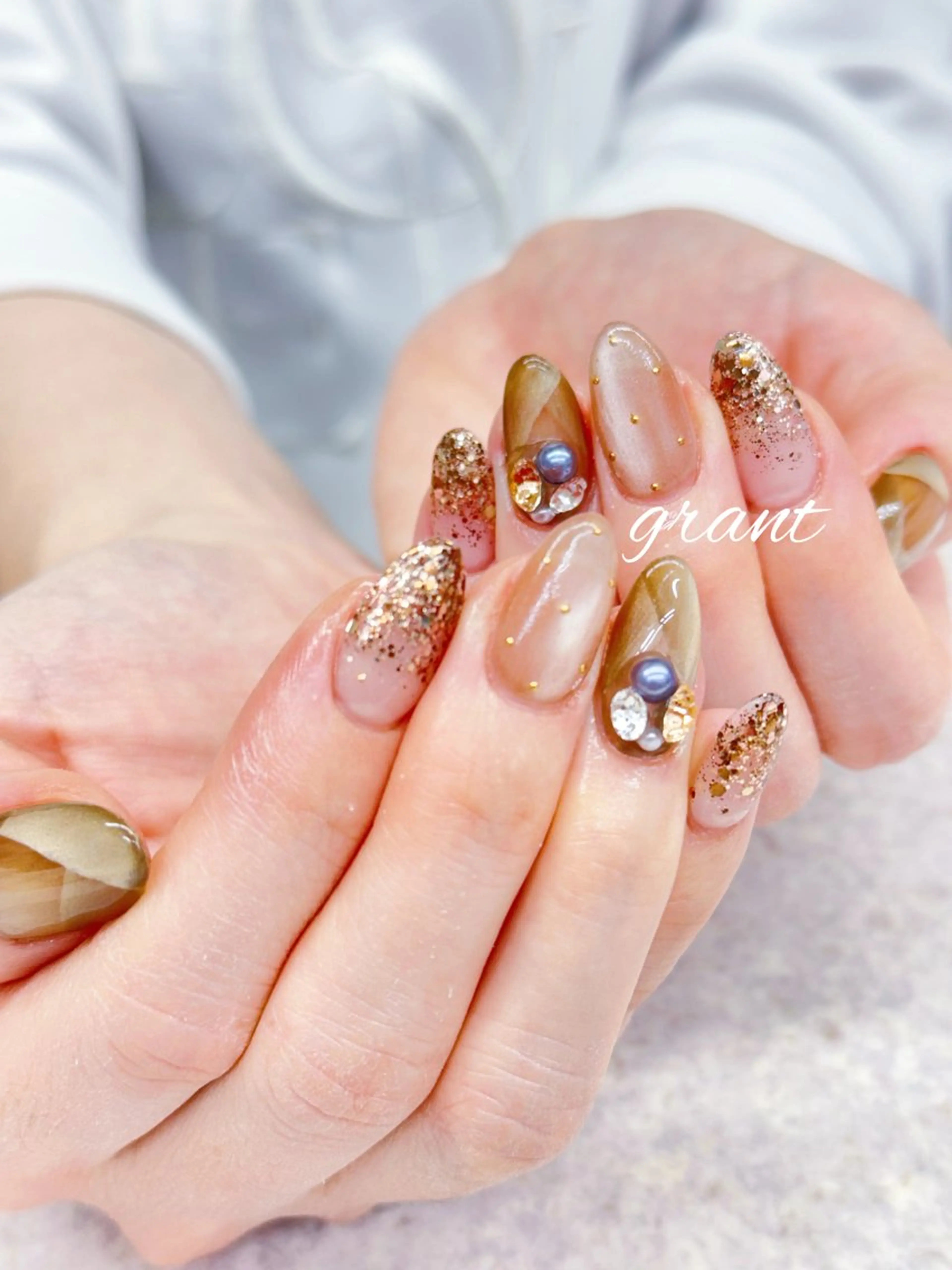 ネイル 長さ出し マグネットネイル 冬ネイル ハンドネイル nail salon grant所属・nailsalon grantのネイルデザイン