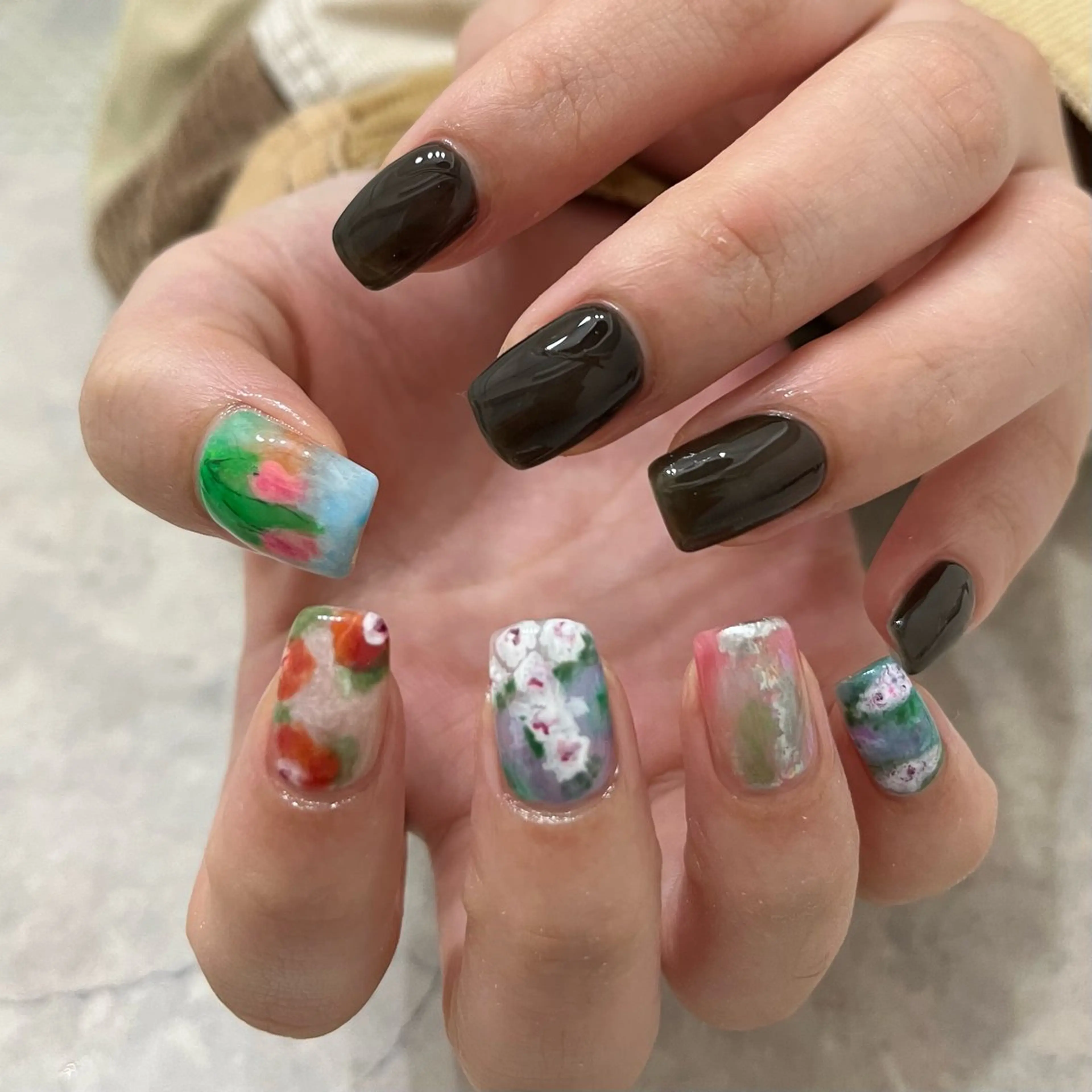 ネイル グリーン ハンドネイル nail salon O (en)所属・vegh. nail/阿波座のネイルデザイン