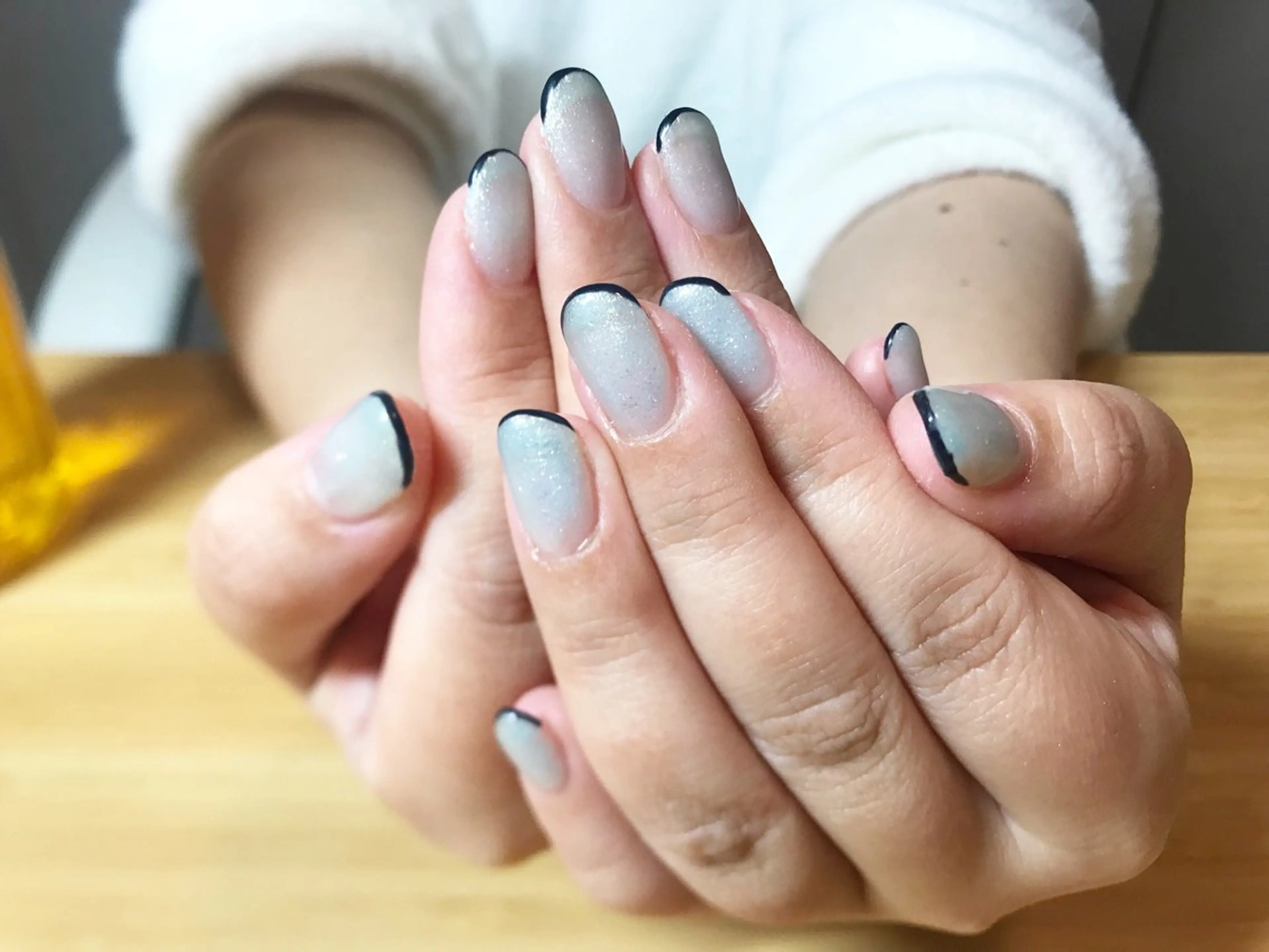 ネイル ブルー フレンチネイル オフィスネイル ハンドネイル Nailist Missaのネイルデザイン