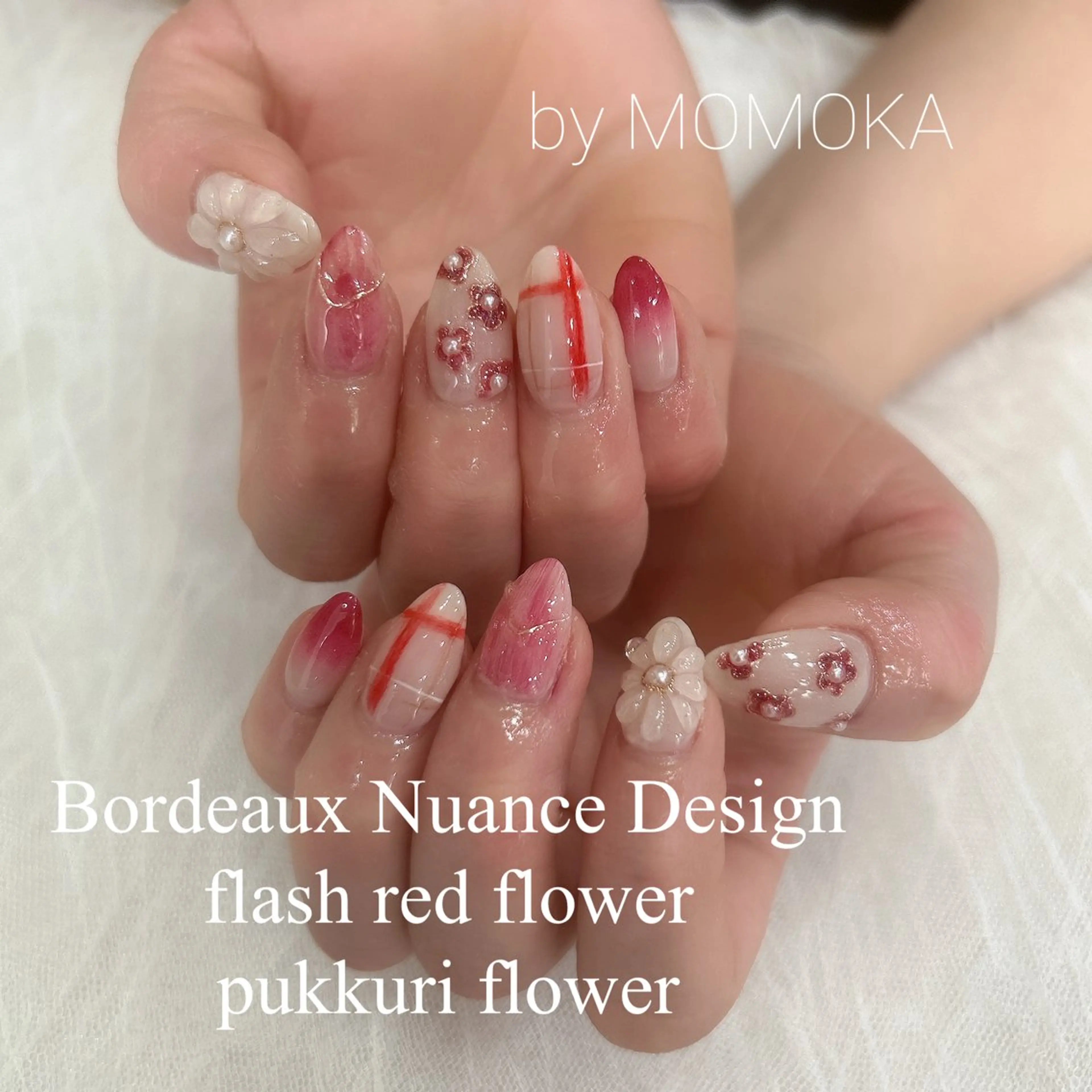 ネイル ボルドー ニュアンスネイル ハンドネイル momoka_nails所属・Momo Nailsのネイルデザイン