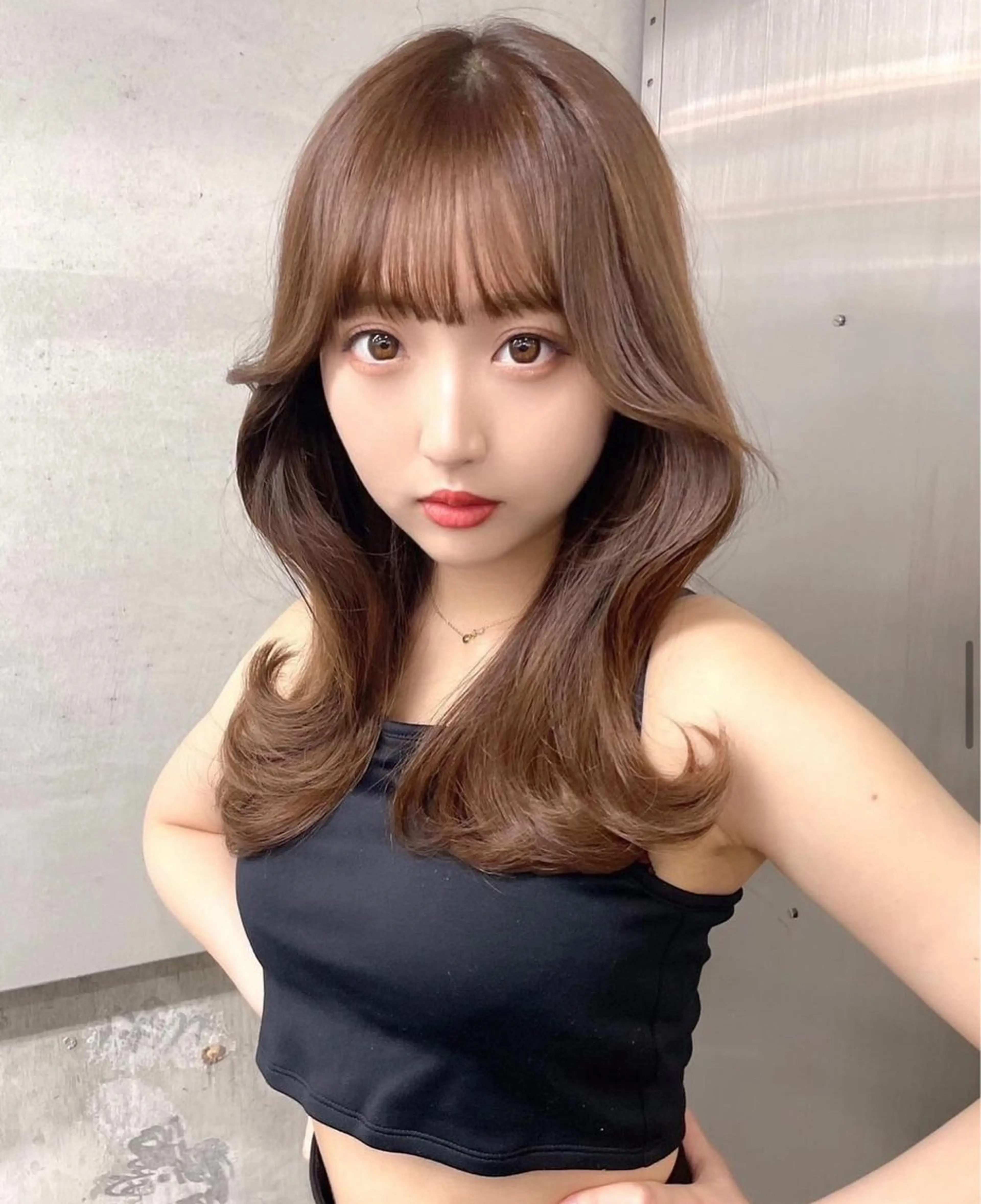 セミロング アッシュ ハイライト 韓国風ヘア 韓国カット/透明感 カラー/NANAMIのヘアスタイル