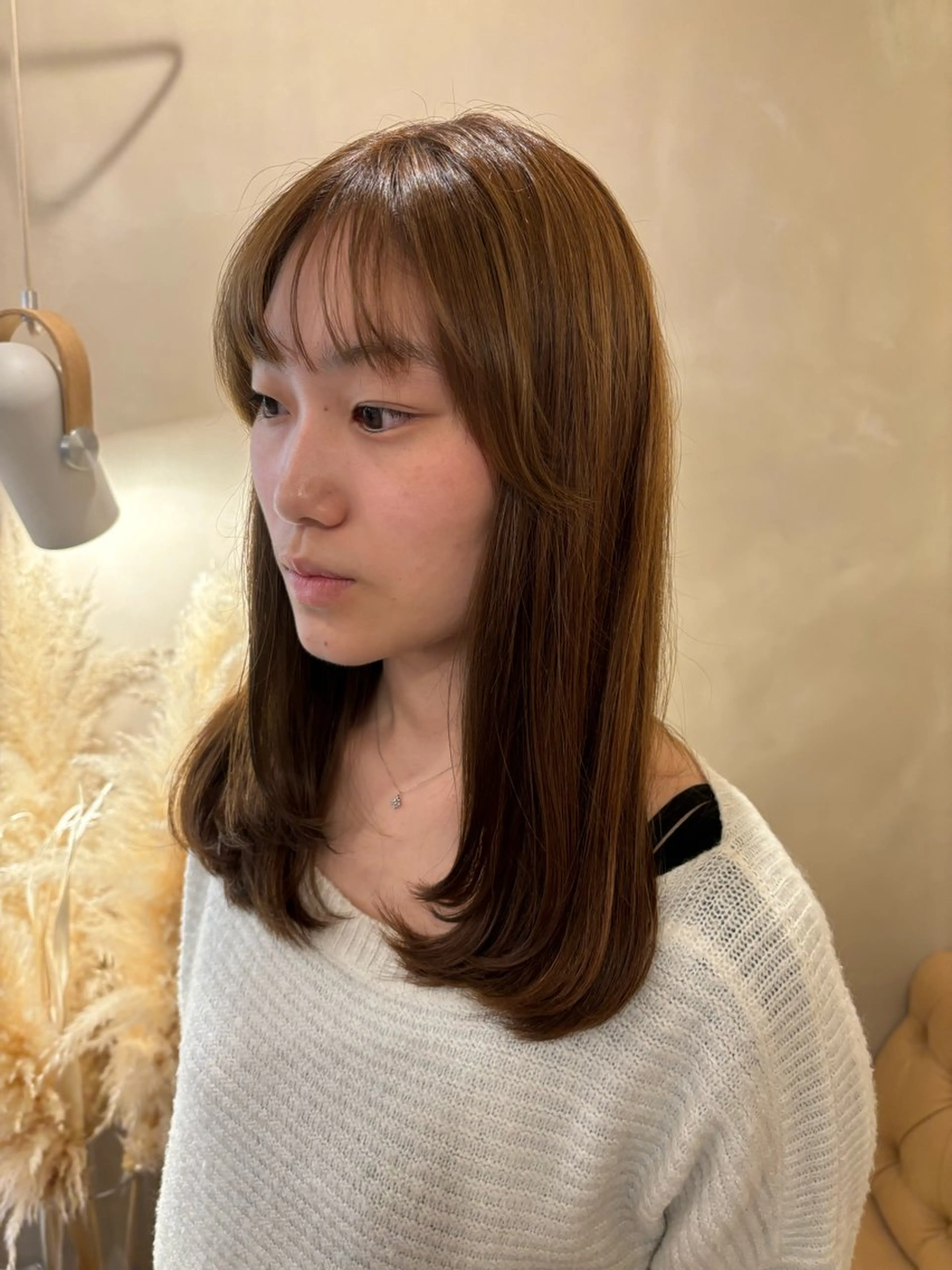 セミロング 顔周りカット レイヤーカット ローレイヤー シンバヒナノ/パーマ レイヤーカット/ボブのヘアスタイル