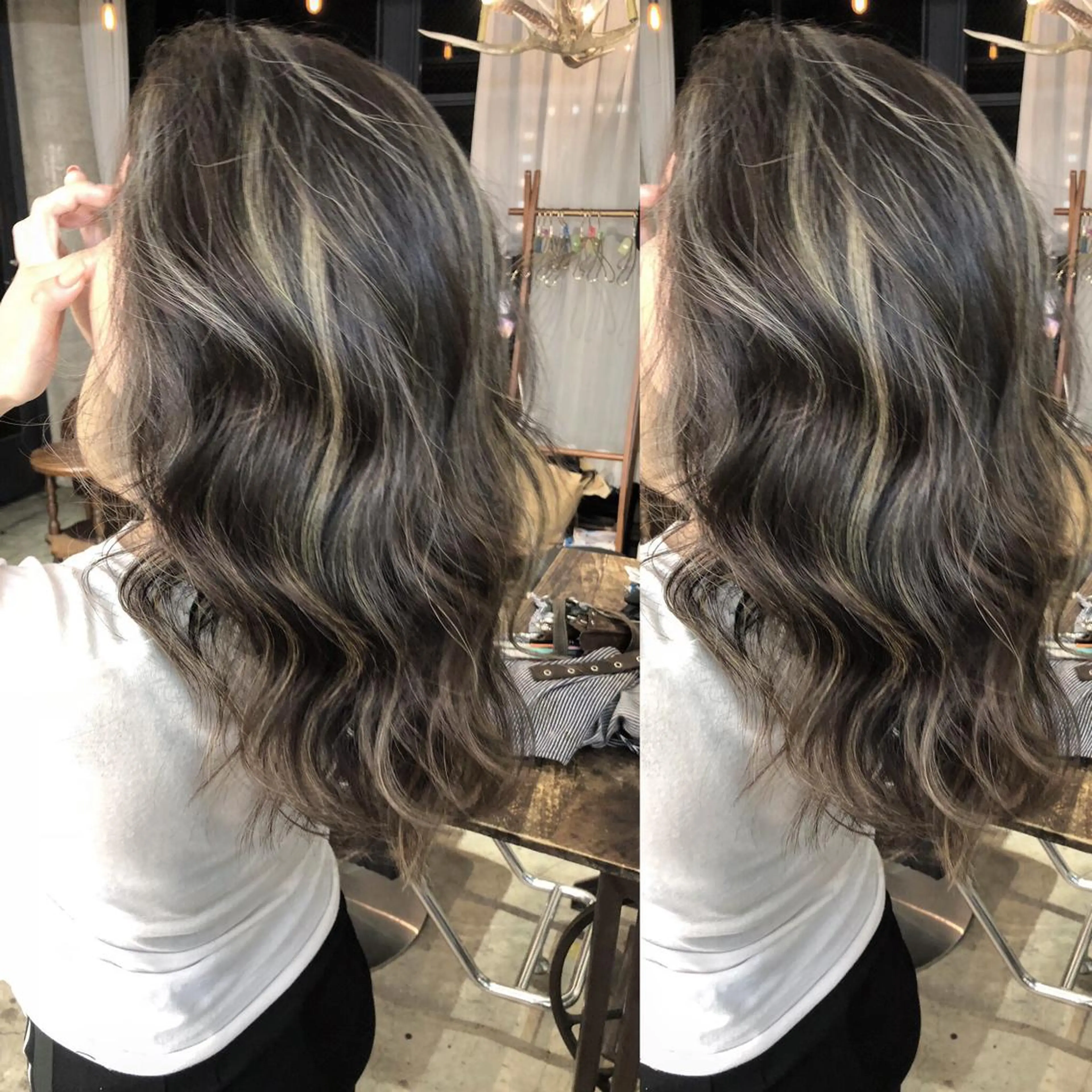 ロング カラー バレイヤージュ ベージュカラー ブリーチ ブロンド ケアブリーチ カット ヘアカラー トリートメント ヘッドスパ 韓国風×透明感カラー 髪質改善オタベシンヤのヘアスタイル