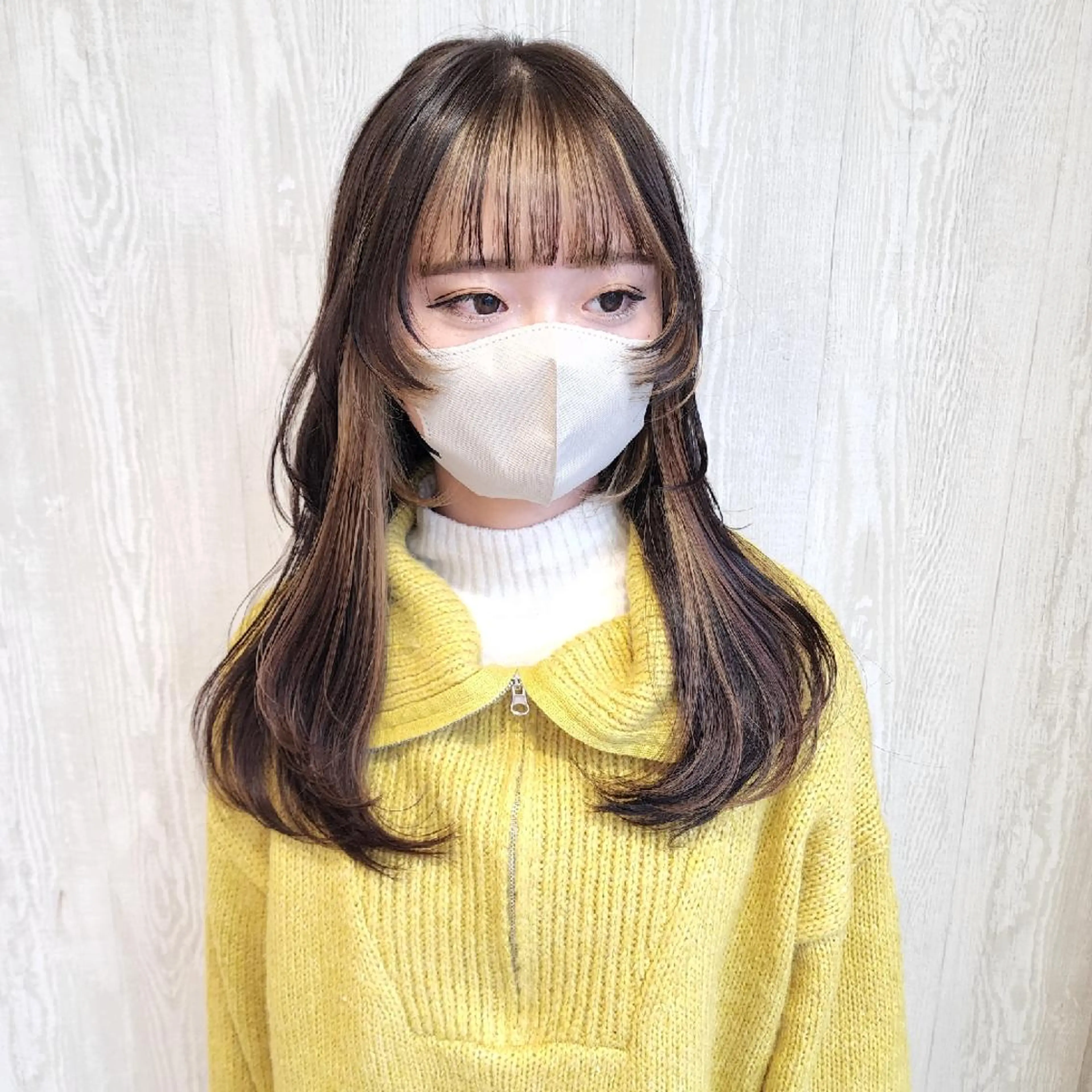 ロング カラー ミストバング イヤリングカラー  フェイスフレーミング ロング ウルフカット ヘアカラー トリートメント レイヤーカット/ ウルフカット/大橋 のヘアスタイル