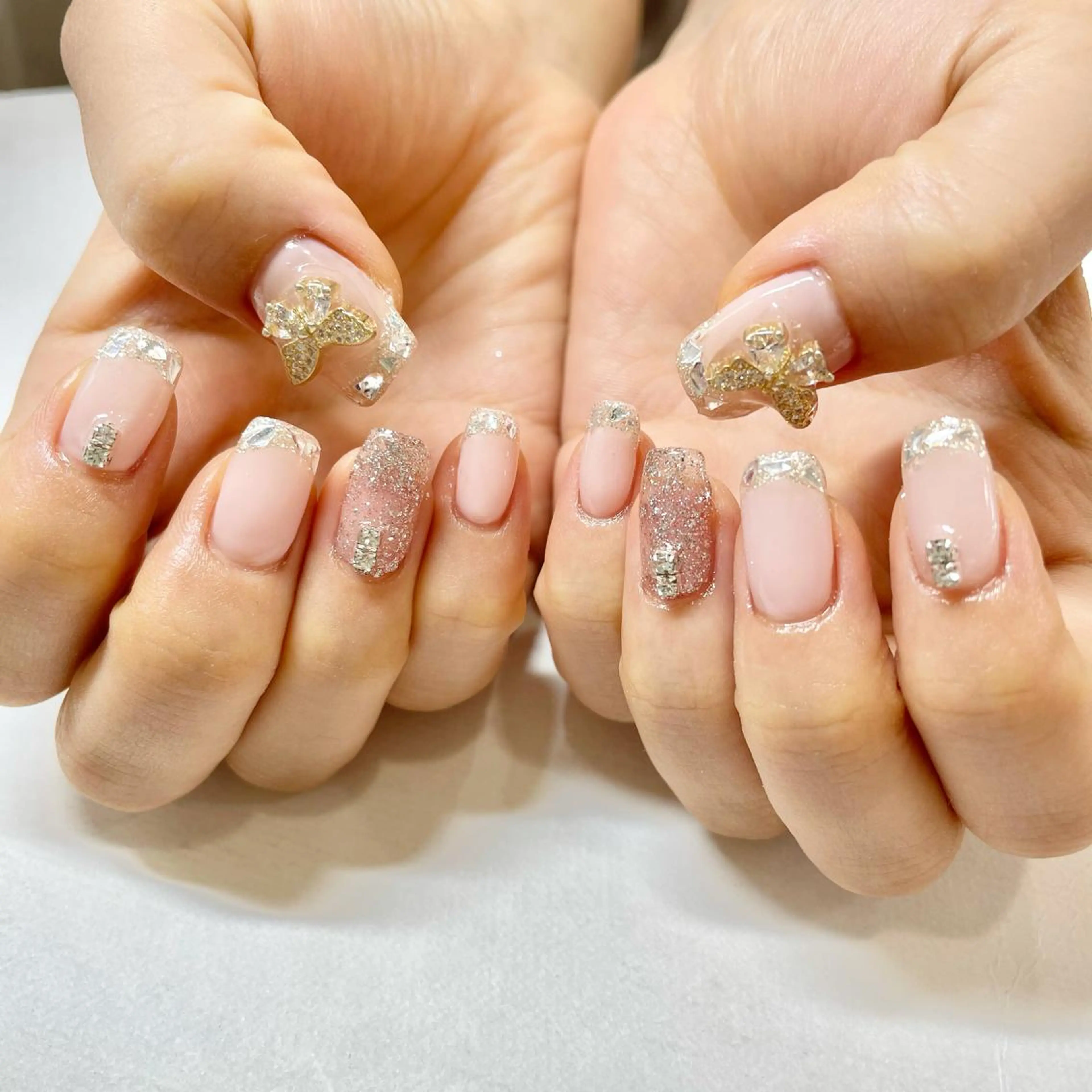 ネイル フレンチネイル ガラスフレンチ 🎀AYAKO 🎀中韓ネイルのネイルデザイン