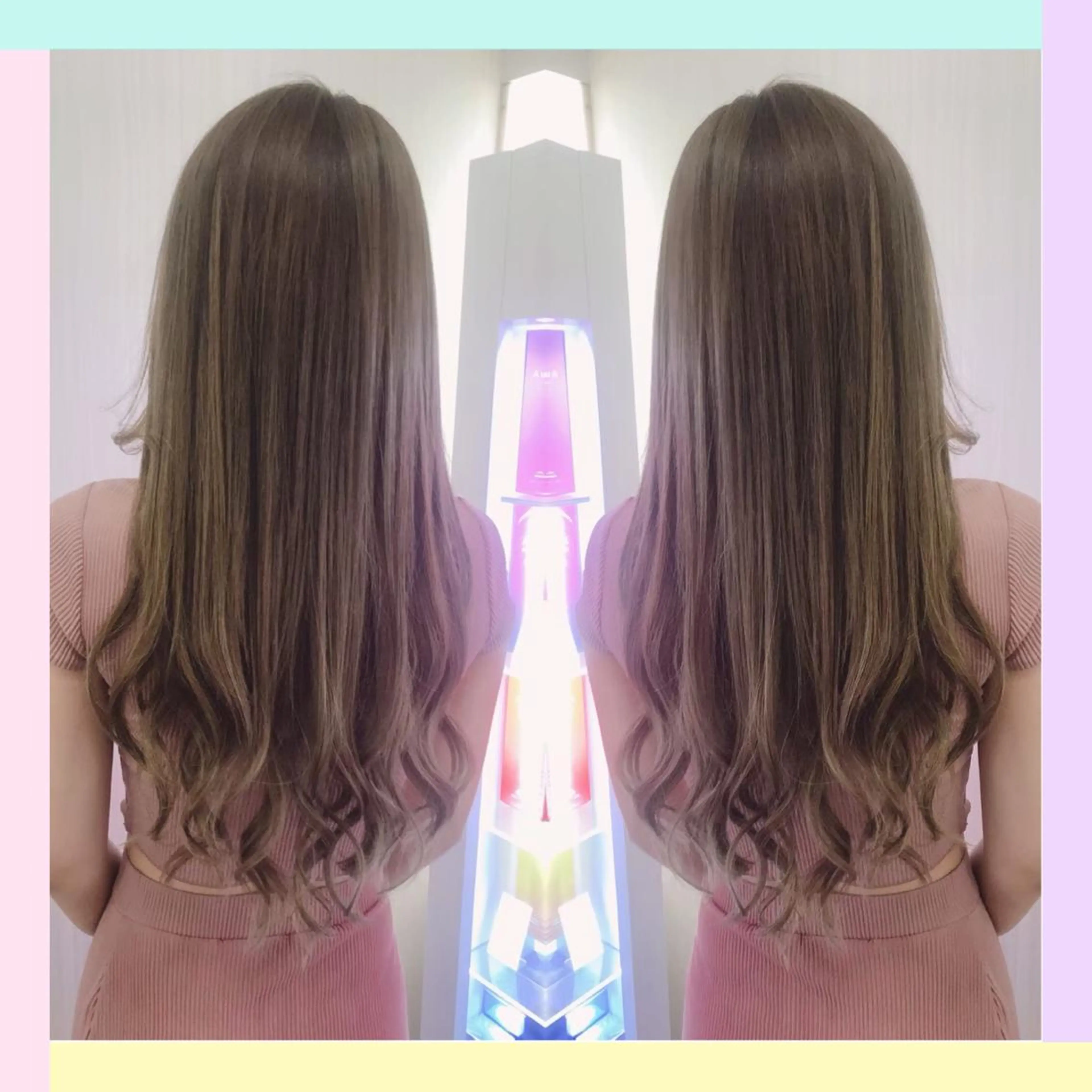 【🌺ハイトーン🌺】💓うる艶ブリーチ＋カラー+最高級人毛シールエクステ40本+内部補修トリートメントの写真