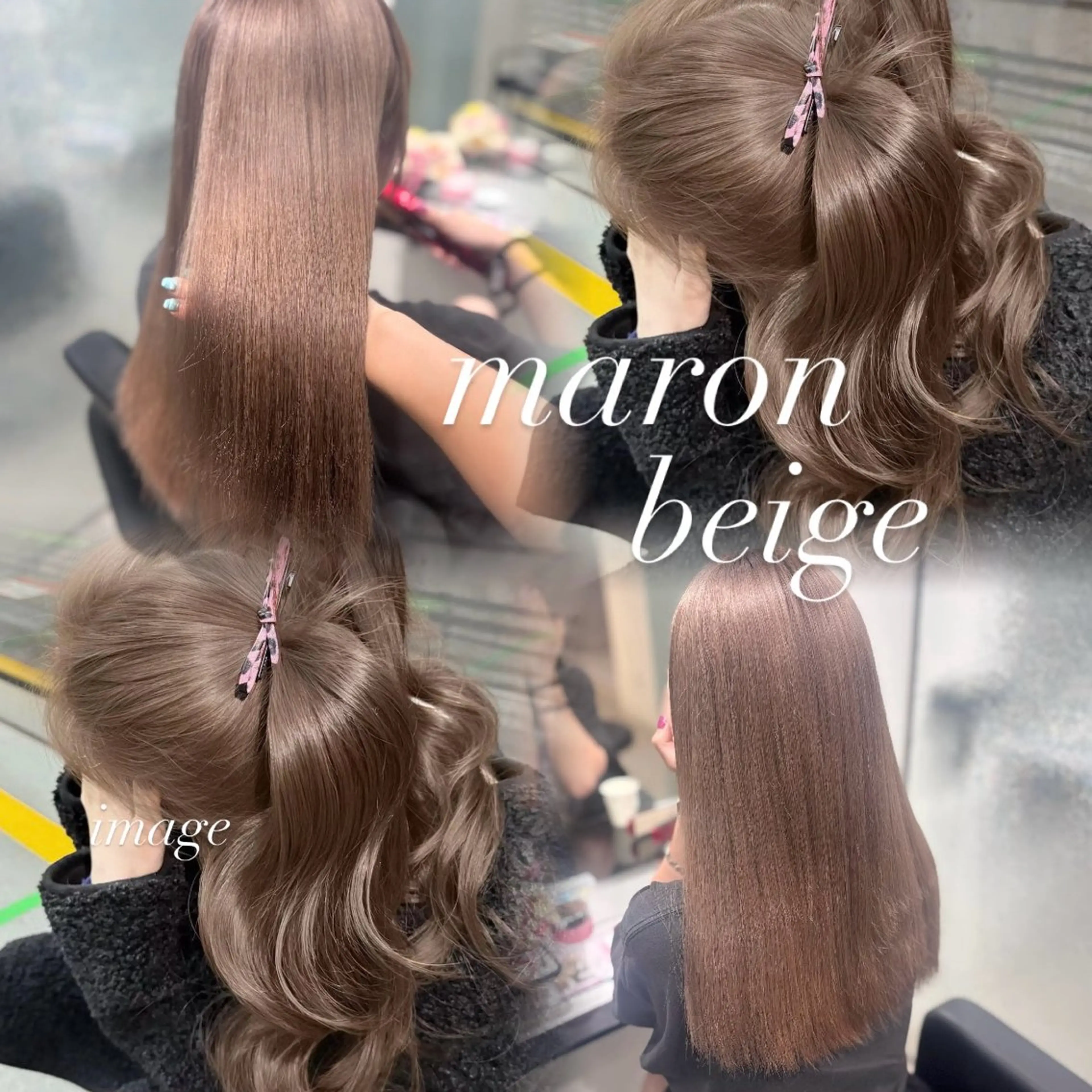 ロング ヘアカラー ヘアセット Yuzu️🫧AO/ ハイトーン／韓国ヘアのヘアスタイル