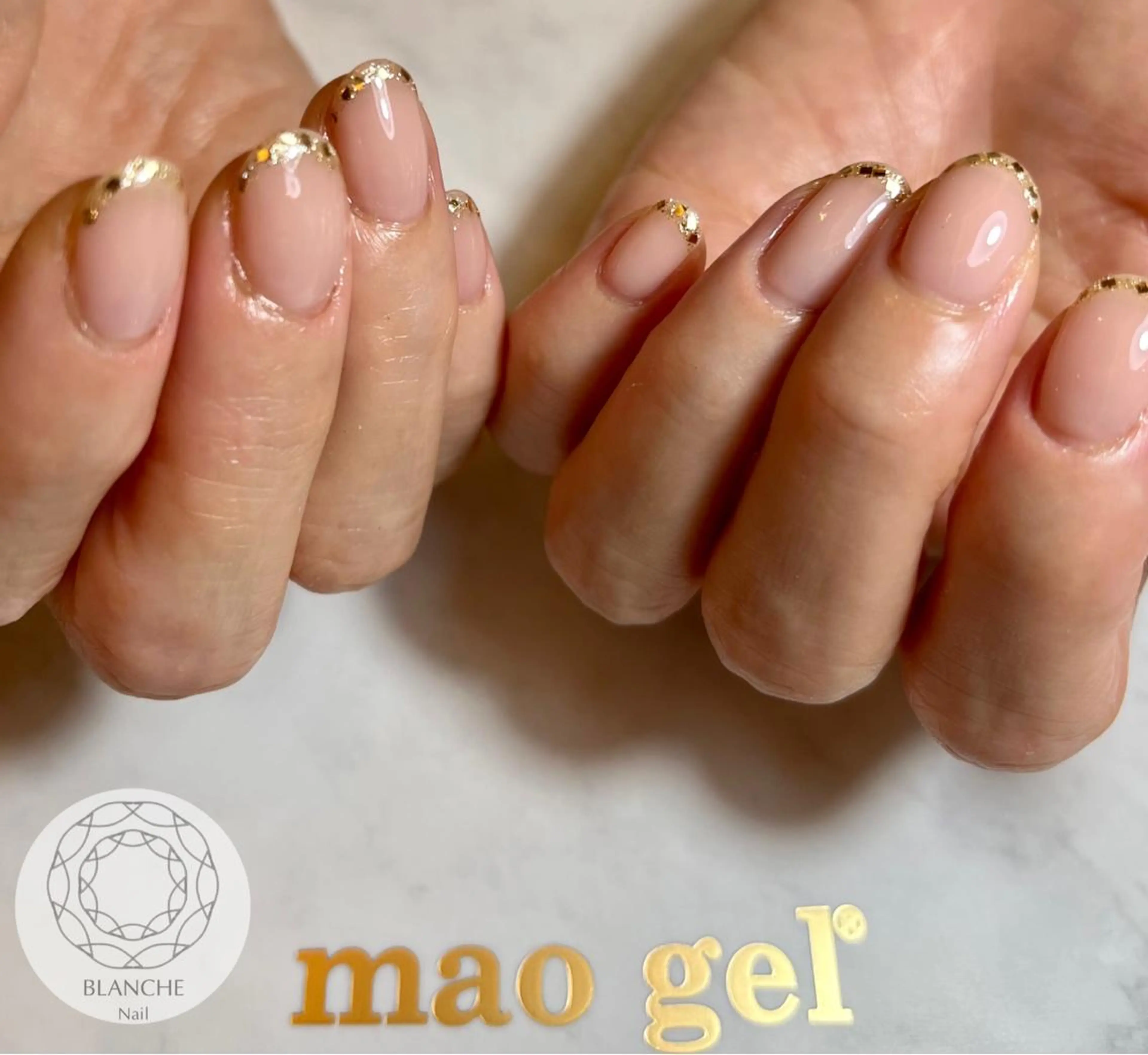 ネイル フレンチネイル ジェルネイル ラメ(グリッター) オフィスネイル パラジェル BLANCHE Nailのネイルデザイン