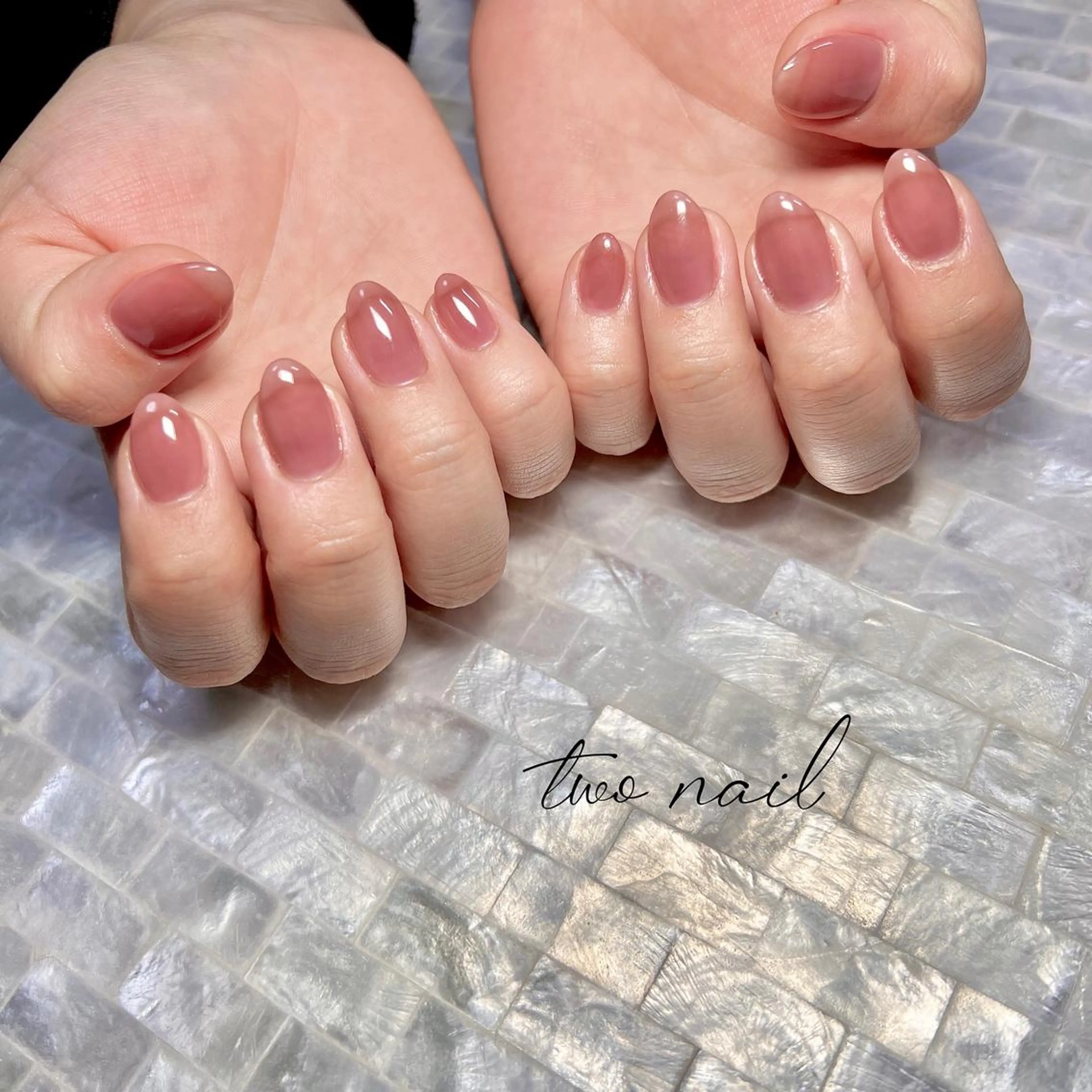 ネイル アートネイル ブラウン フットネイル ハート ニュアンスネイル ハンドネイル two nailのネイルデザイン