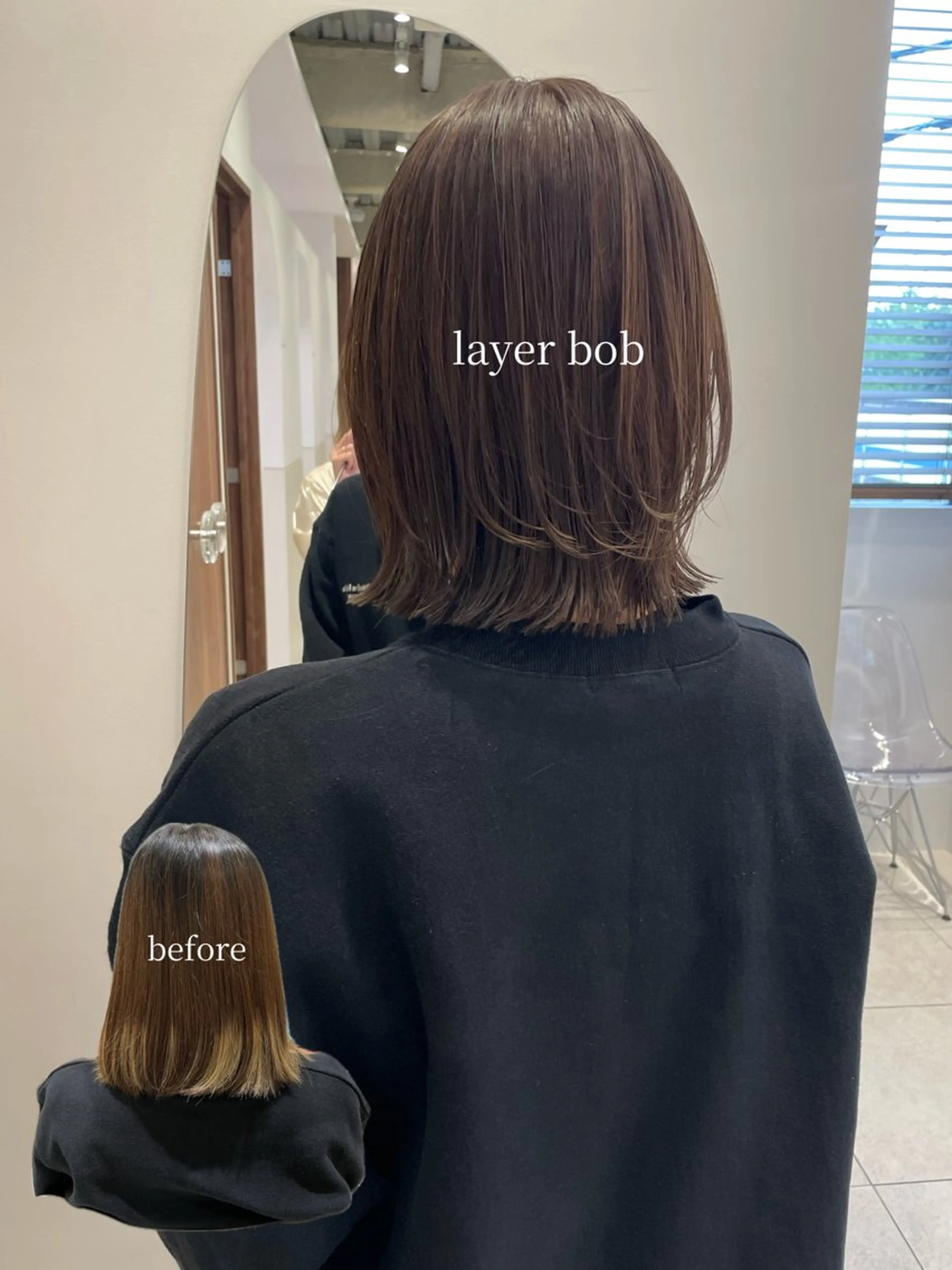 ショート カラー ボブレイヤー ボブ レイヤーカット カット ヘアカラー 岩田菜央 《武蔵小杉》のヘアスタイル