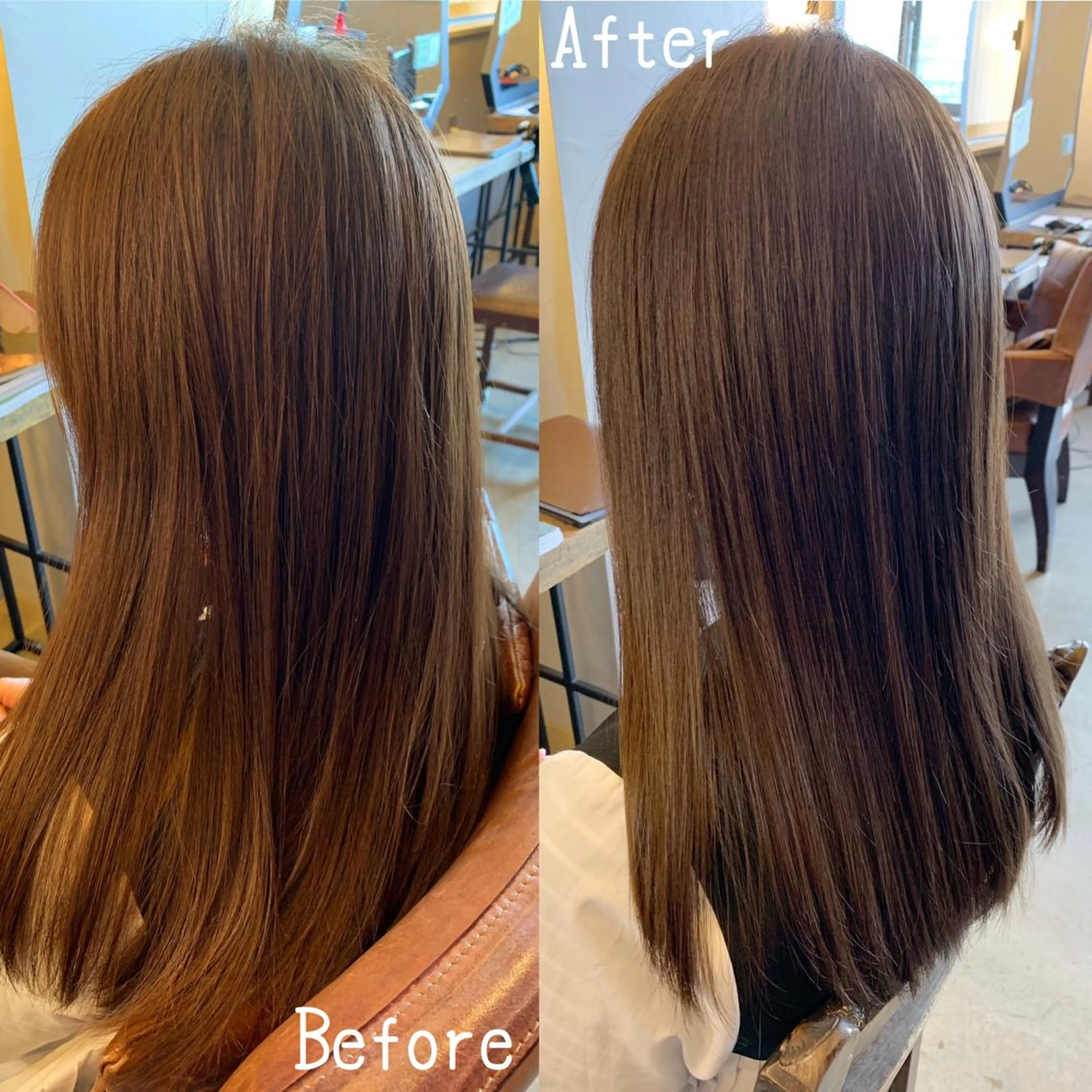 ロング カラー ベージュカラー オレンジ カット ヘアカラー 佐藤 美紅のヘアスタイル